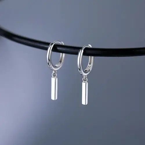 Jewelry × Sterling Silver 925 Silver Plated Dangle Drop Earrings for Men Women Size ONE SIZE - 1 Thumbnail