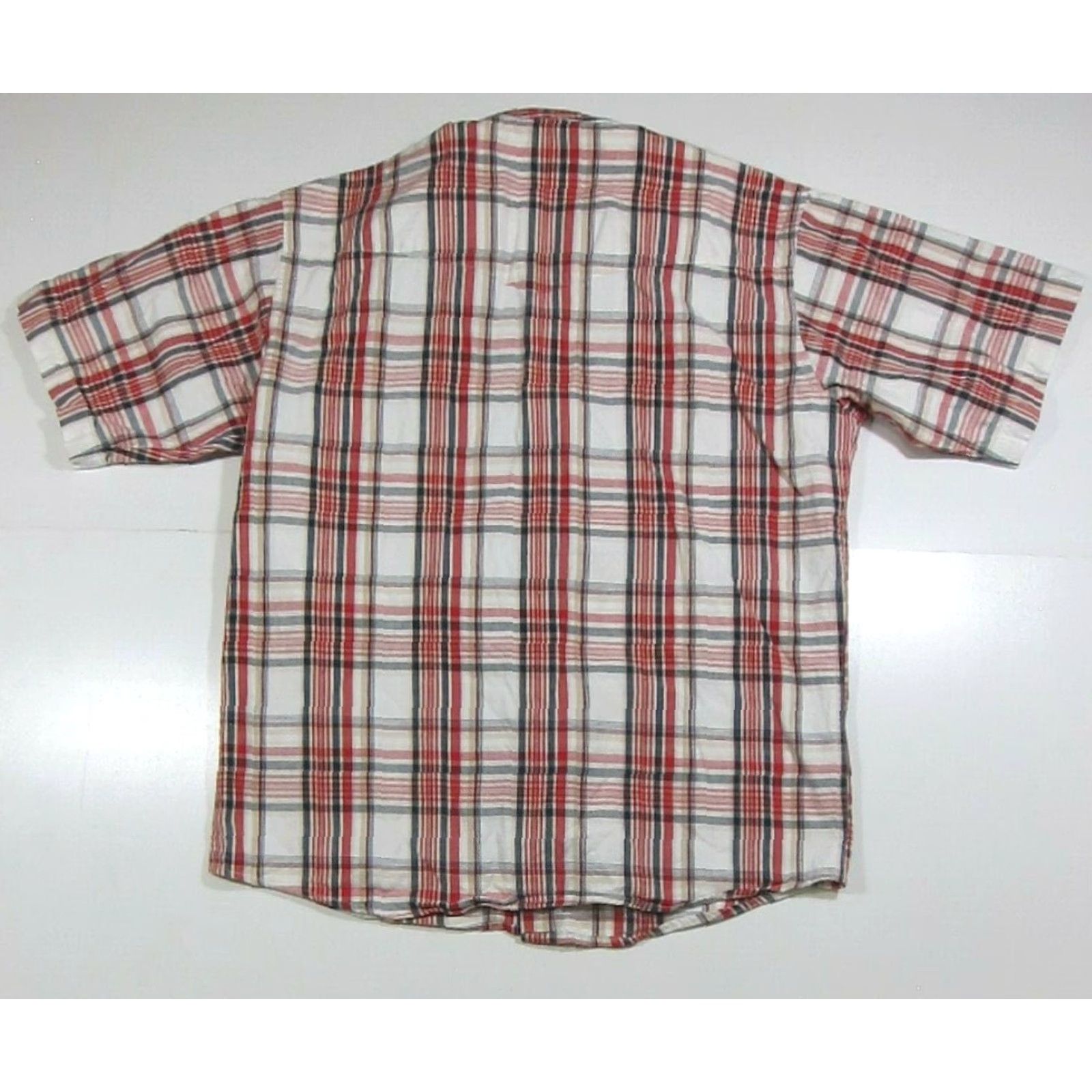 Vintage Steer West Shirt Plaid Short Sleeve Button Up 100% Cotton Red White Blue Large Mens Size US L / EU 52-54 / 3 - 2 Thumbnail
