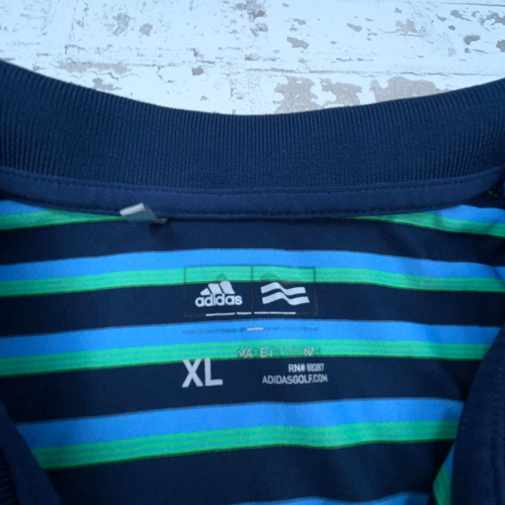 Adidas Adidas Polo Shirt Men XL Blue Green Striped Performance Golf Tennis ClimaCool Size US XL / EU 56 / 4 - 3 Thumbnail