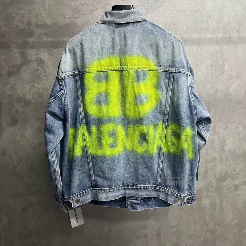 Balenciaga Balenciaga Blue Denim Jacket with BB Print. Size US XS / EU 42 / 0 - 1 Thumbnail