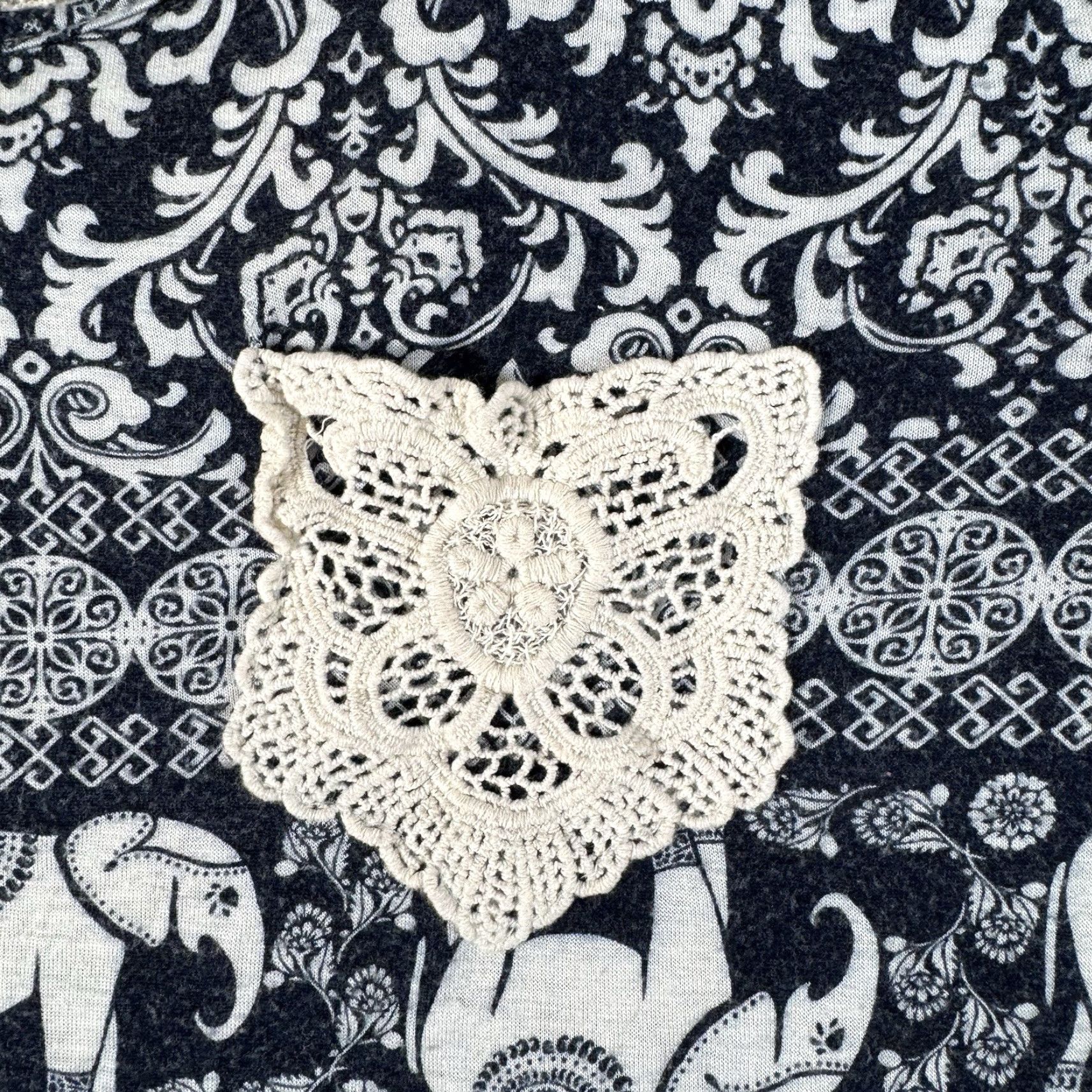Vintage Wishful Park Blouse L Elephant Boho Lace Crochet Cottagecore Indie Hippie Festival Women Size L / US 10 / IT 46 - 5 Thumbnail
