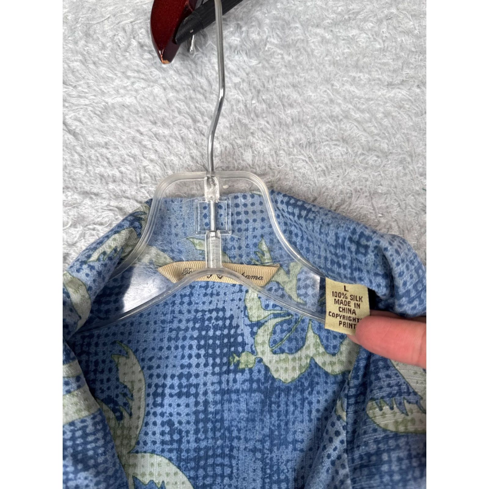Tommy Bahama Tommy Bahama Shirt Men Large Blue Floral Palm Hawaiian 100% Silk Wood Button Up Size US L / EU 52-54 / 3 - 6 Thumbnail