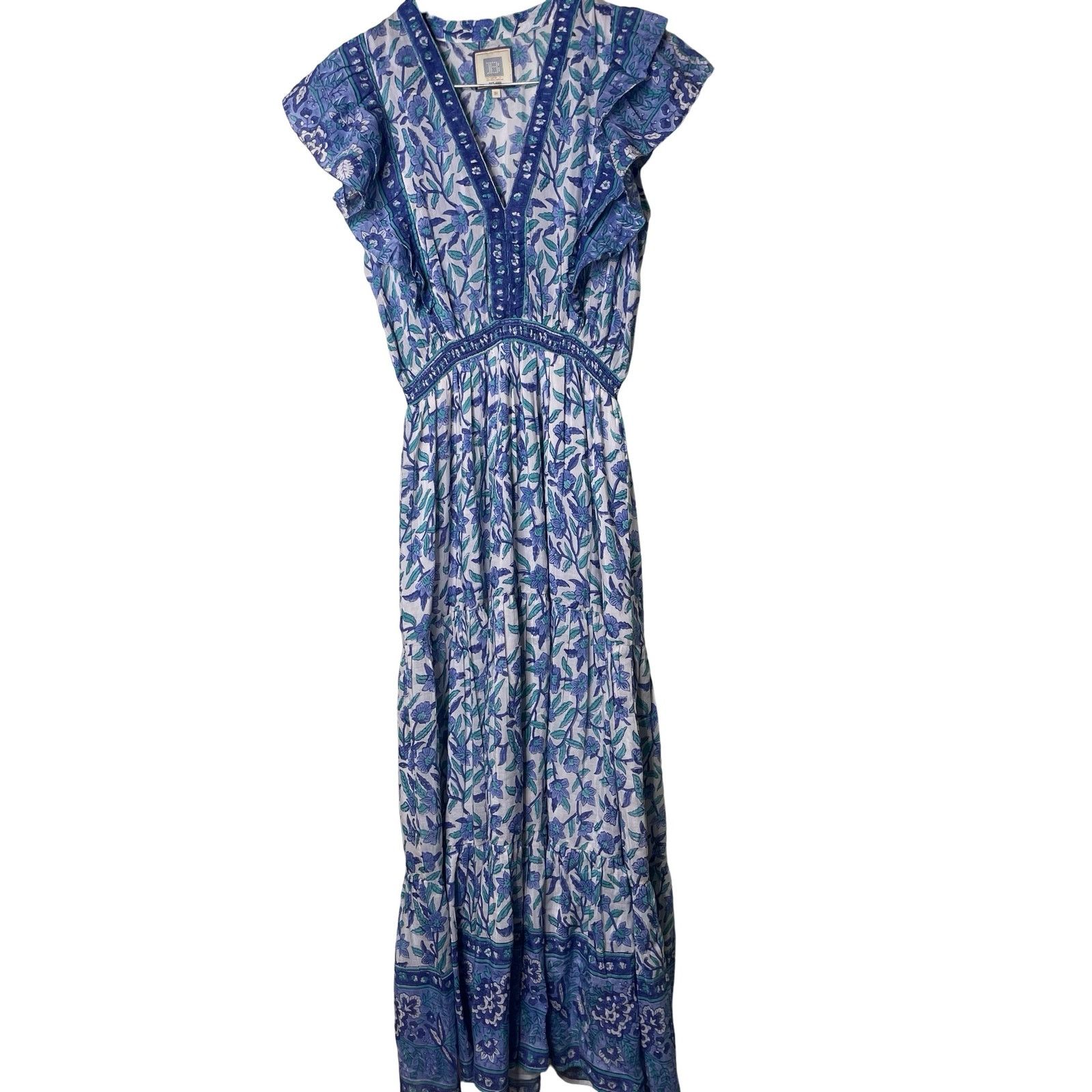 Bell Bell Phoebe Ruffled Tiered Maxi Dress in Blue Floral sz M Size M / US 6-8 / IT 42-44 - 3 Thumbnail