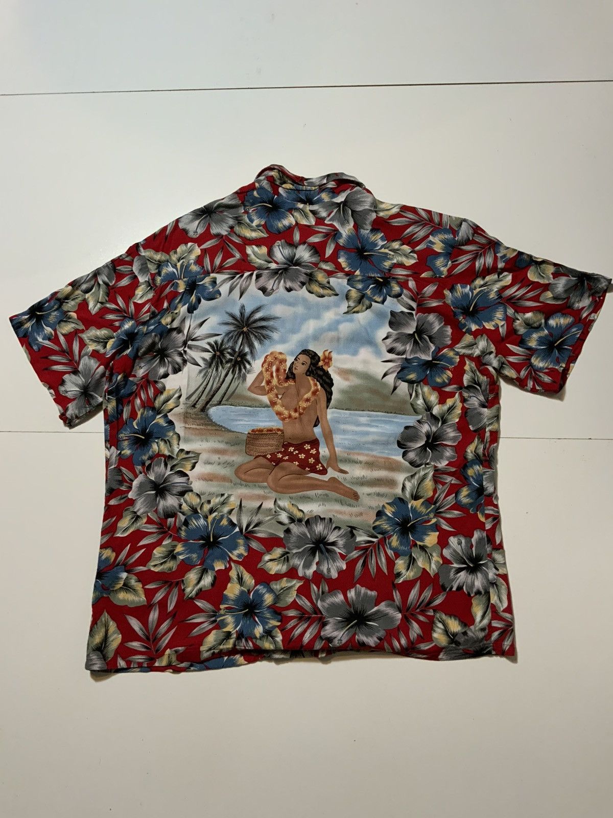 Kennington Ltd. × Vintage Vintage Hawaiian Floral Loop Collar Hula Girl Luau Shirt Size US L / EU 52-54 / 3 - 1 Thumbnail