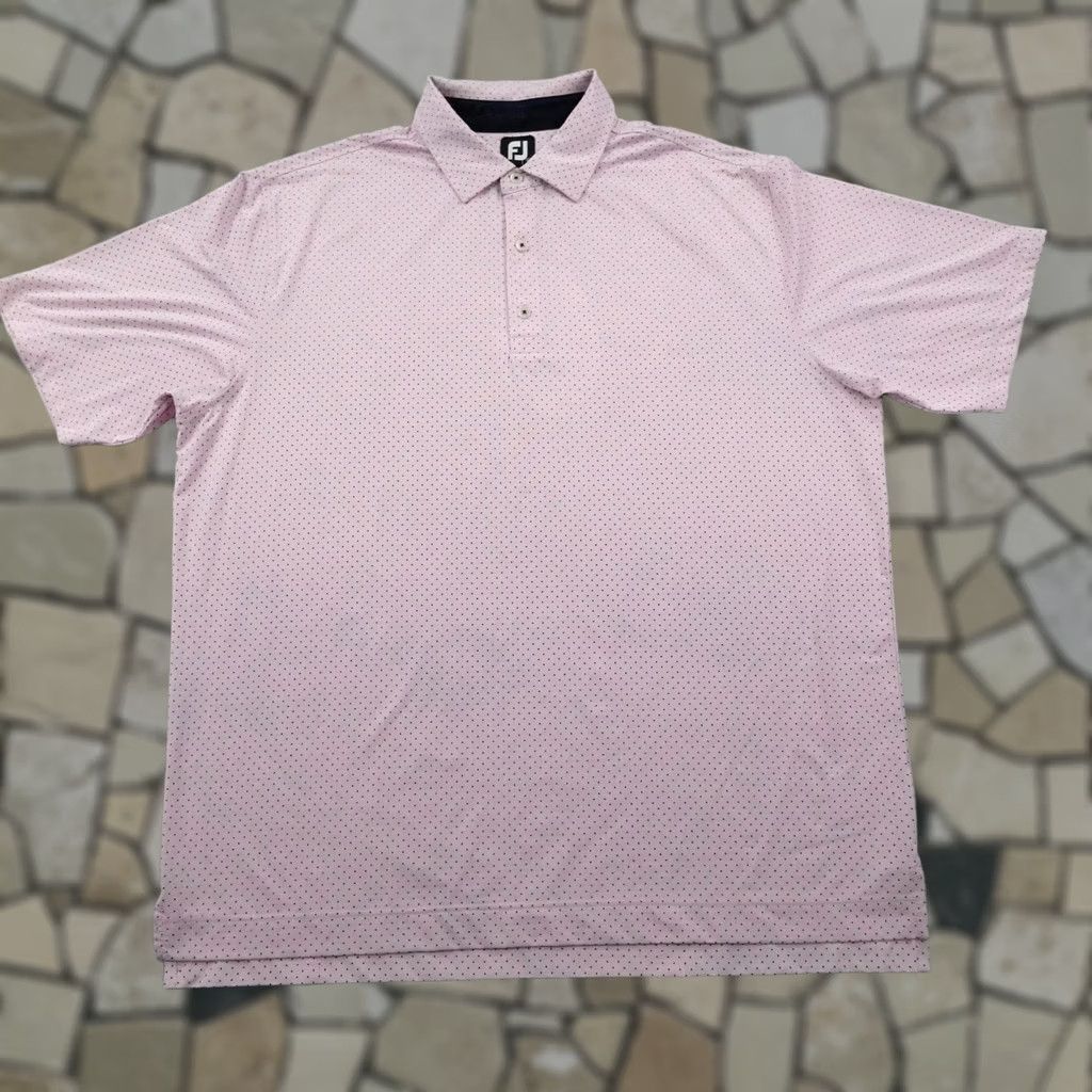 Footjoy FootJoy Polo Shirt Mens 2XL XXL Pink White Polka Dot Golf Performance Stretch Size US XXL / EU 58 / 5 - 1 Thumbnail