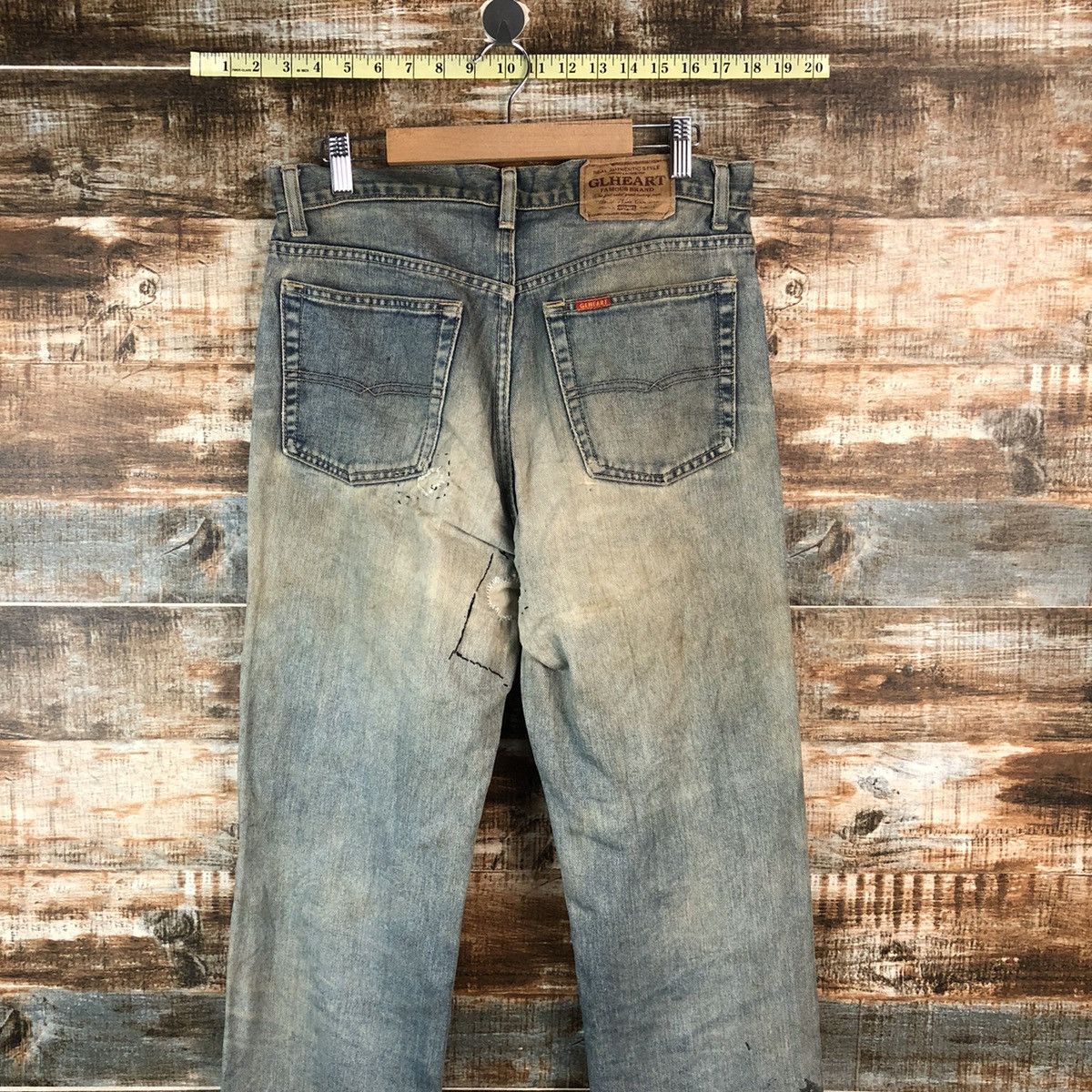 GL Hearth Blue patchwork Distressed Denim Pants #A2177