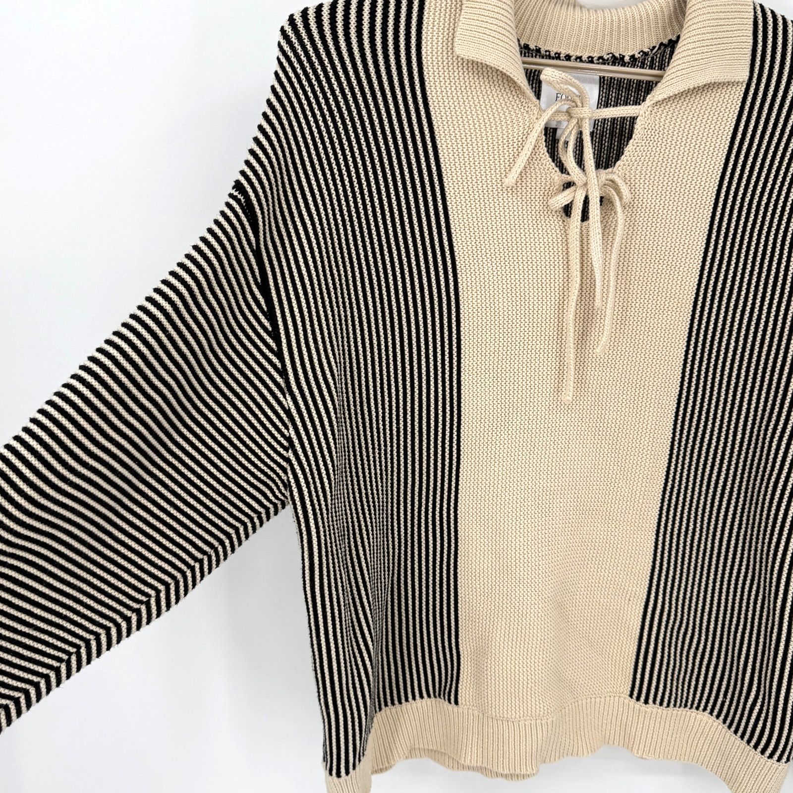 Free People Found Tabas Tie Knit Collared Sweater Cotton Oversized Small Size US S / EU 44-46 / 1 - 4 Thumbnail