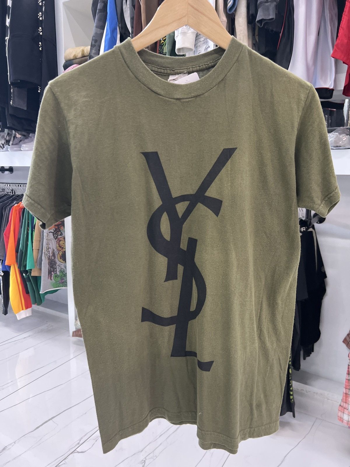Other BOOTLEG YSL Olive Tee Size US M / EU 48-50 / 2 - 1 Thumbnail