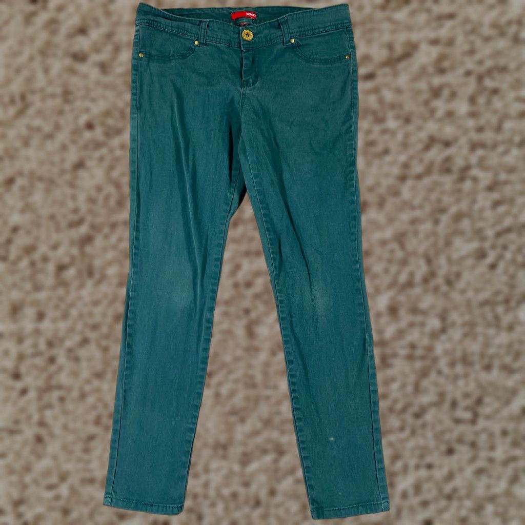 Vintage Bongo Jeans Jeans 29 Regular 29 Green Cotton Denim 5-Pocket Straight Rise Low Zip Fly Inseam 27 PantWomen 29x27 Size 29" - 1 Thumbnail