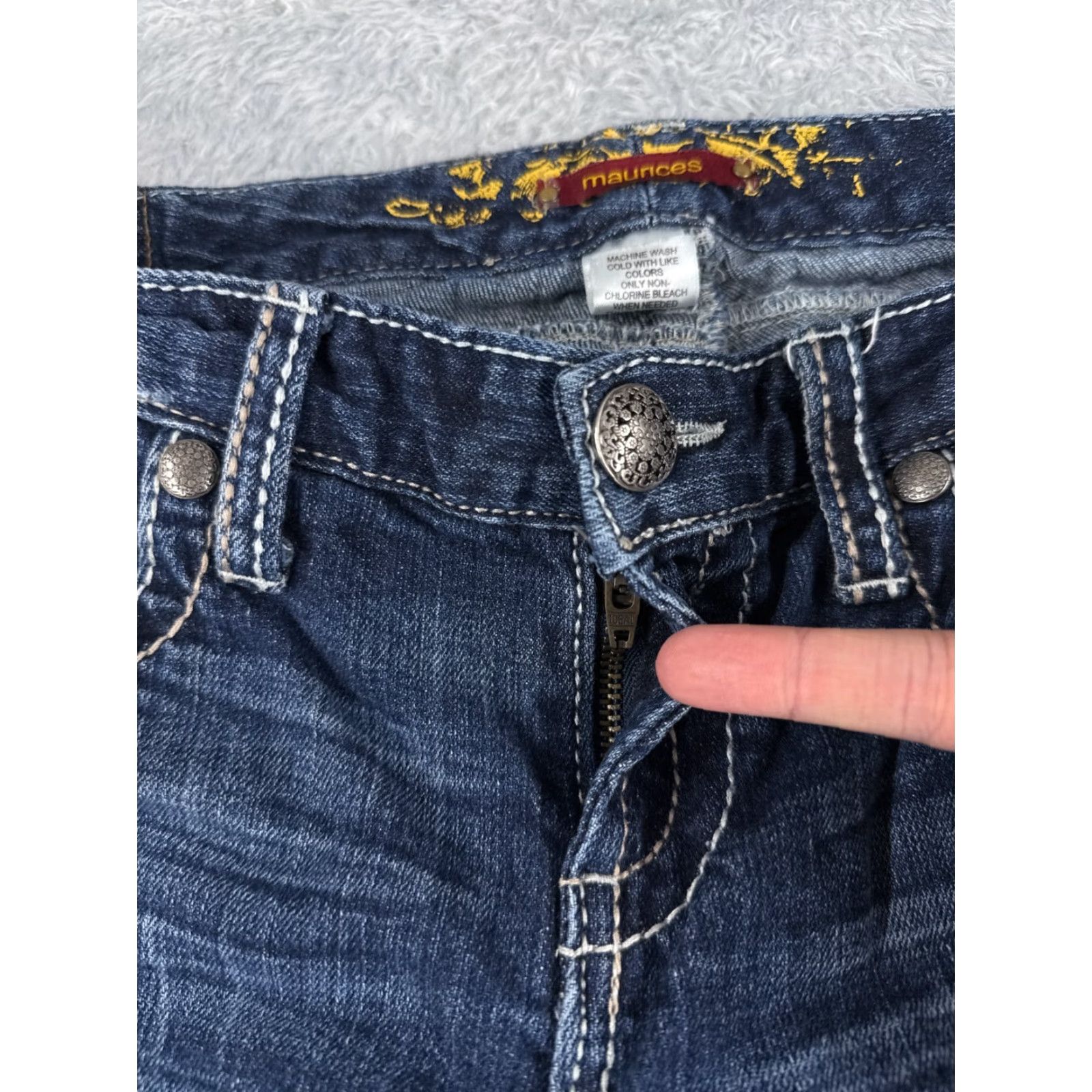 Vintage Maurices Jeans Women 5 Denim Flared Low Rise 29x33 Blue Cotton Size 27" / US 4 / IT 40 - 5 Thumbnail