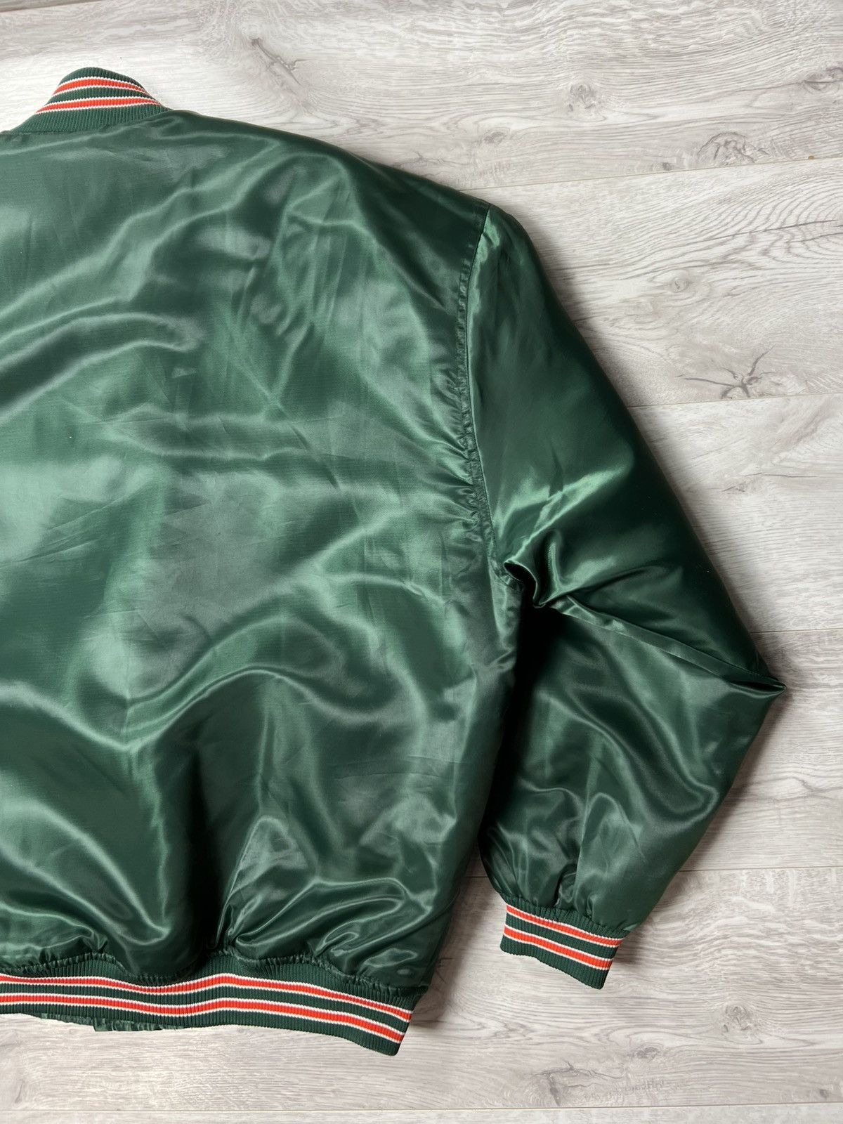 Starter Vintage 90s NCAA Miami Hurricanes Satin Snap Bomber Jacket Size US XL / EU 56 / 4 - 14 Thumbnail