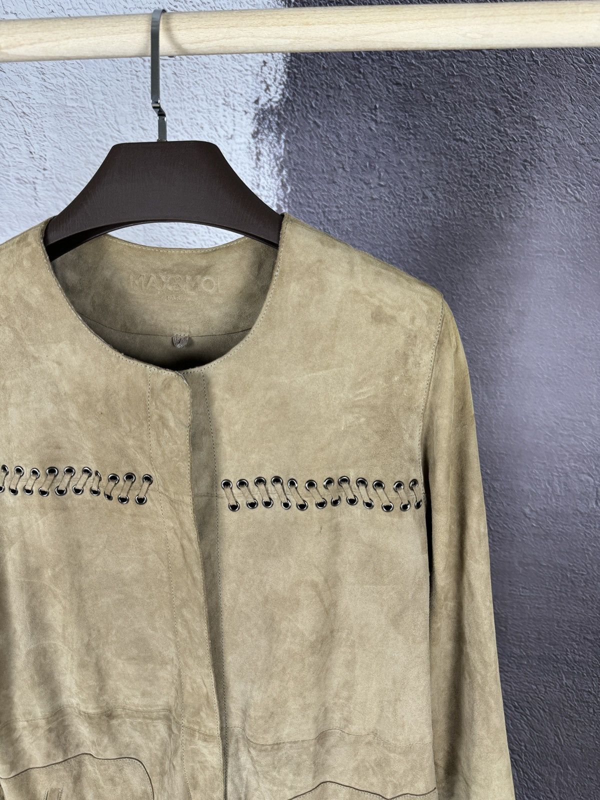 Designer MAX&MOI Paris brown goat suede leather jacket Size L / US 10 / IT 46 - 4 Thumbnail