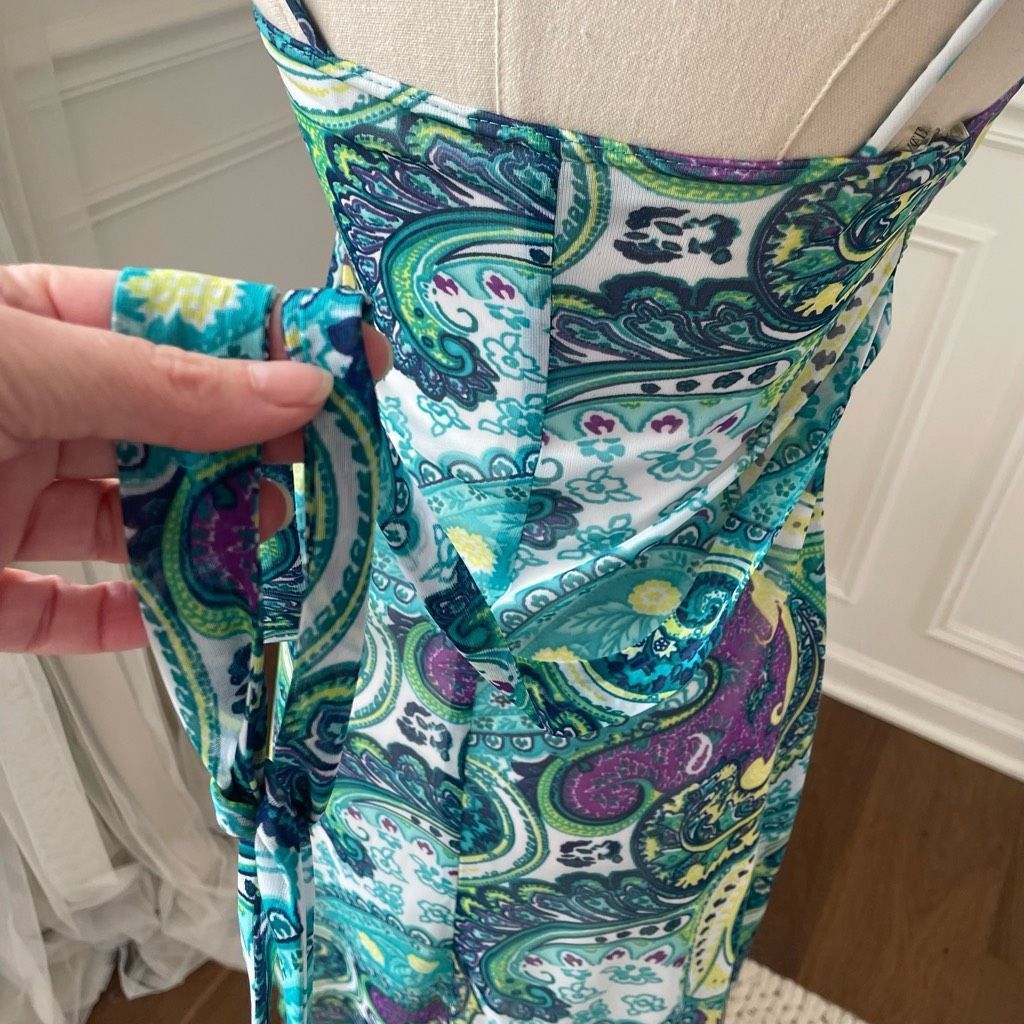 Other Y2K City Triangles Mini Dress Teal Purple Yellow Empire Wais Size S / US 4 / IT 40 - 6 Thumbnail