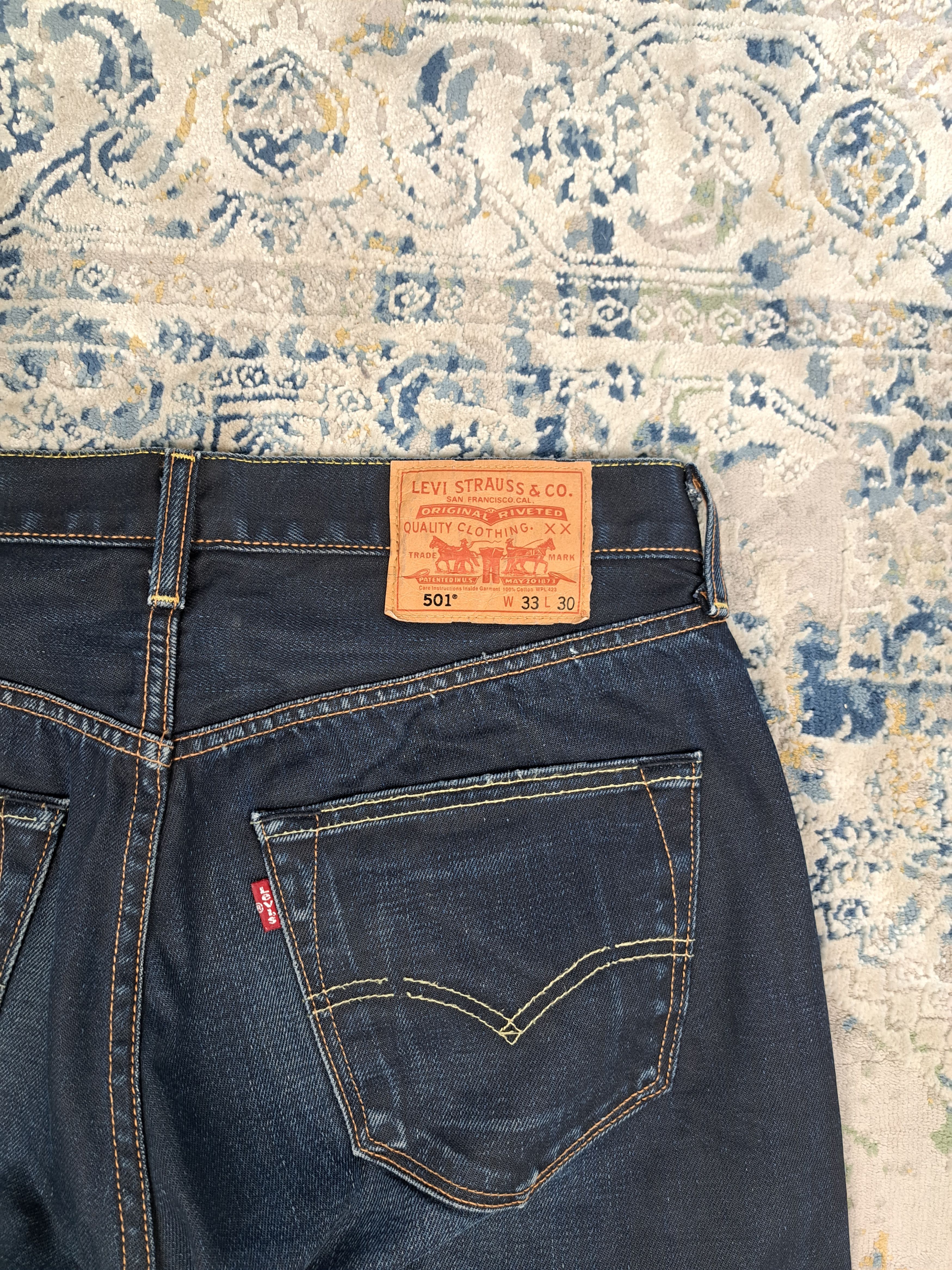 Levi's Levi's 501 Waxed Denim Straight Fit Jeans Avant Garde Size US 33 - 3 Thumbnail