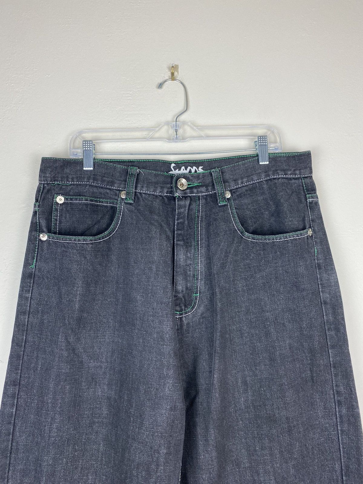 Vintage Fame Baggy Denim Jeans Embroidered Pocket Raw Jeans y2k Size US 34 / EU 50 - 3 Thumbnail