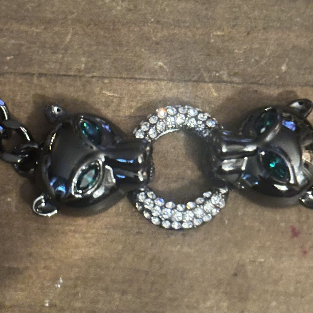 Other Gunmetal silver double panther head chain bracelet Size ONE SIZE - 5 Thumbnail