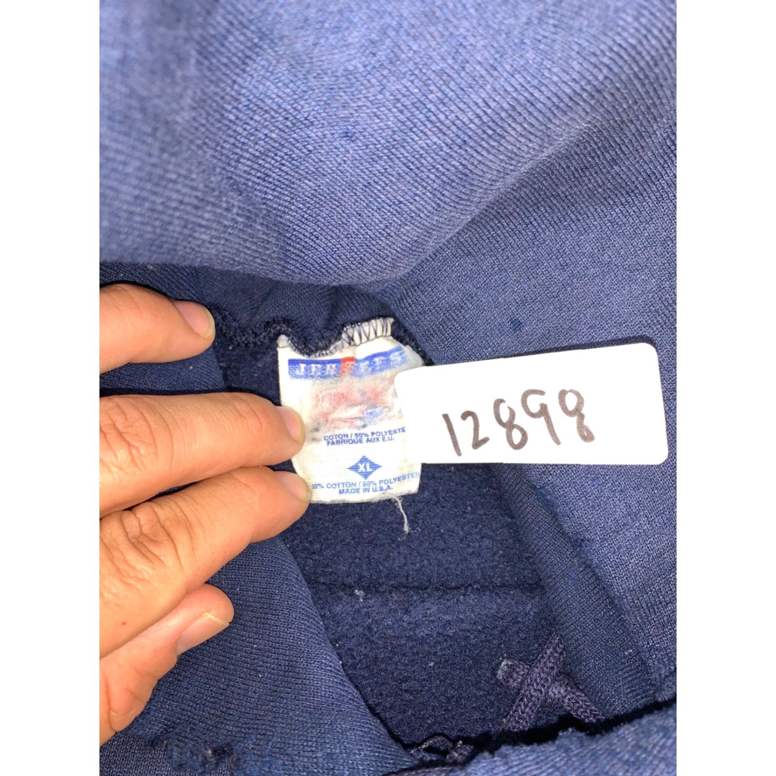 Jerzees VINTAGE Giant Bicycle Hoodie Men XL USA 90s Blue Distress Pullover 12898 Size US XL / EU 56 / 4 - 3 Thumbnail