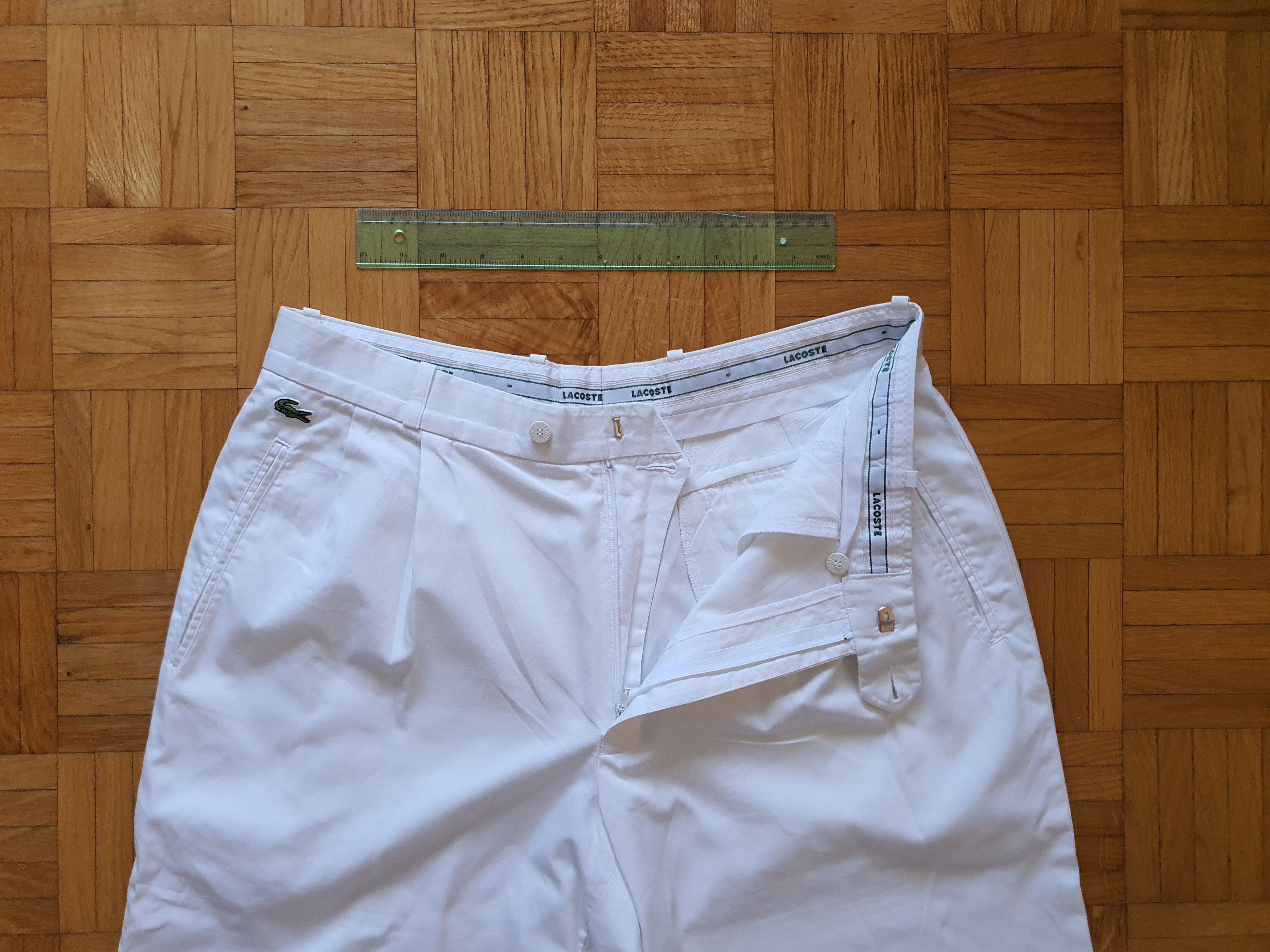 Lacoste Vintage White Cotton Pants Trousers - Double Pleated - W30 Size US 36 / EU 52 - 4 Thumbnail