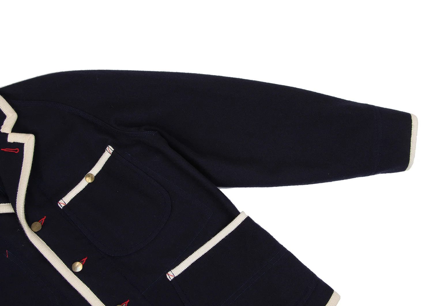 Ganryu Wool Flannel Piping Design Jacket in Navy, Size S Size US S / EU 44-46 / 1 - 7 Thumbnail