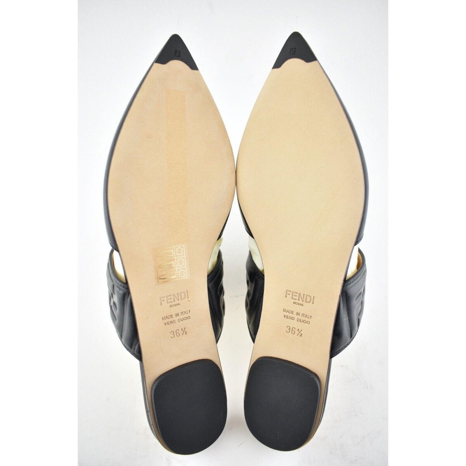Fendi Fendi Motif FF Logo Black Leather Pointed Toe Ballerina Size US 6.5 / IT 36.5 - 12 Thumbnail