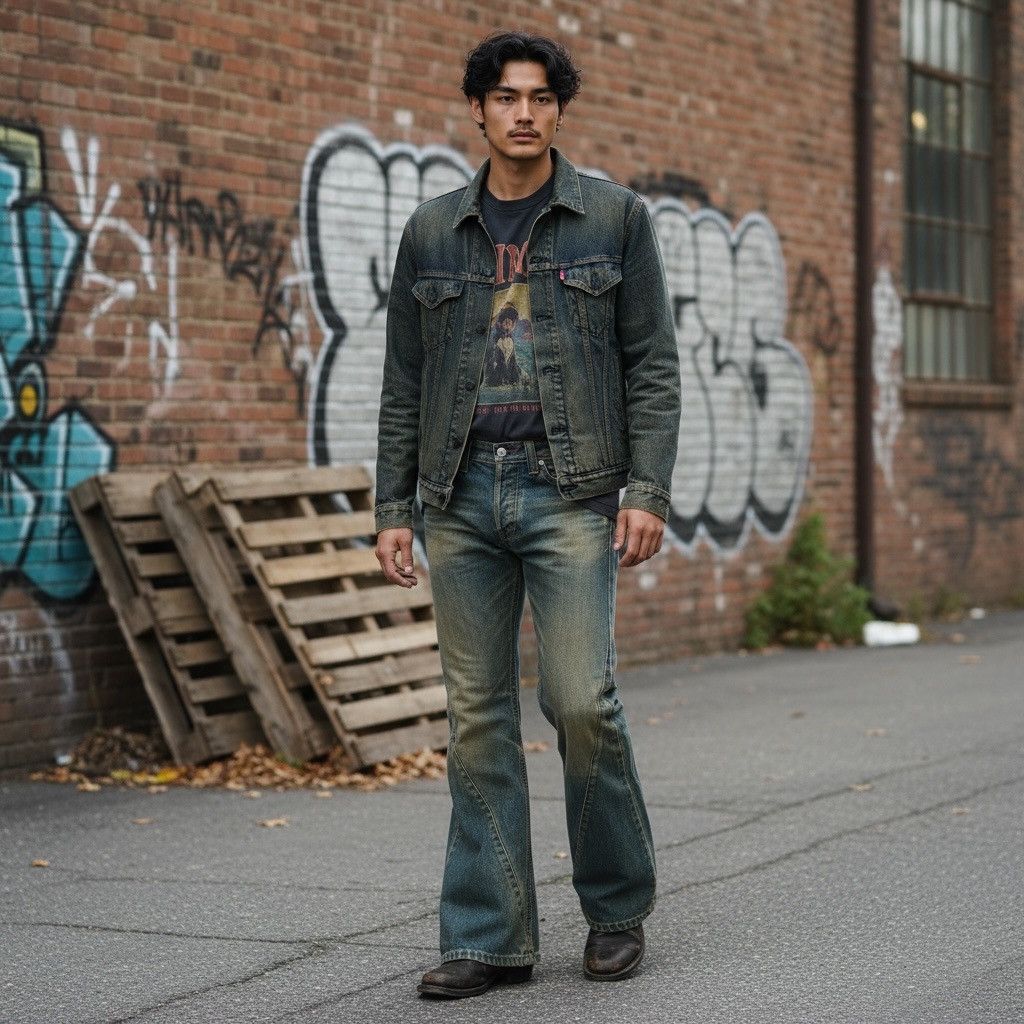 Japanese Brand 2000s Edwin V-Cut Mudwashed Flared Denim Archive Size US 29 - 3 Thumbnail
