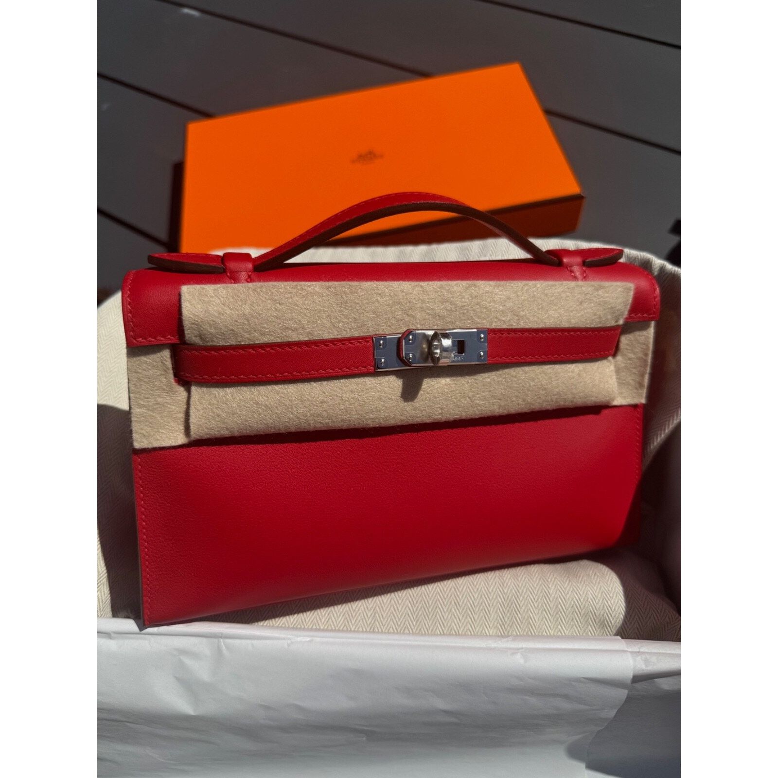Hermes Hermes Mini Kelly Rouge Red Palladium Hardware Clutch Bag Size ONE SIZE - 6 Thumbnail