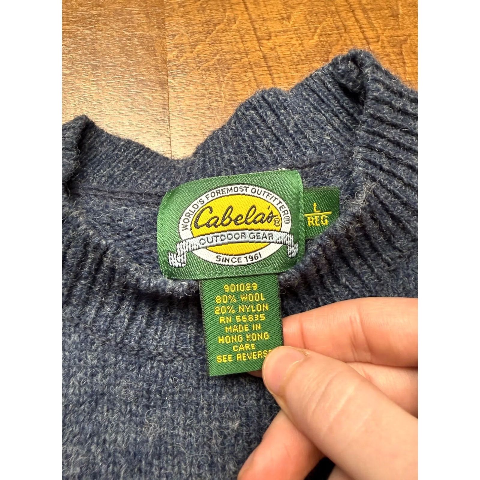 Vintage Cabela'S Vintage Ragg Crewneck Pullover Blue Wool Sweater Large Size US L / EU 52-54 / 3 - 4 Thumbnail