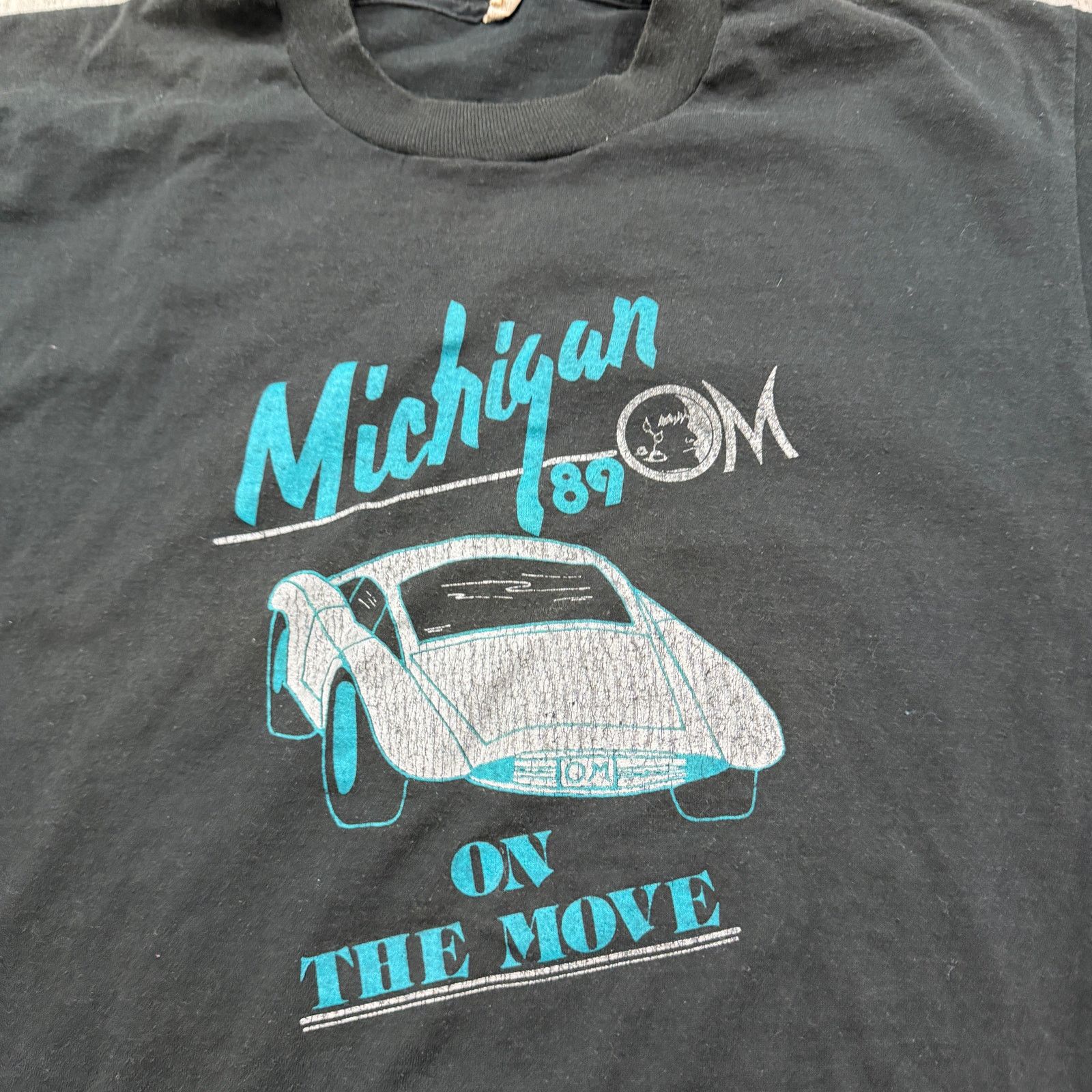 Vintage Vintage Michigan on The Move Shirt Men's Large Black 80s Size US L / EU 52-54 / 3 - 3 Thumbnail
