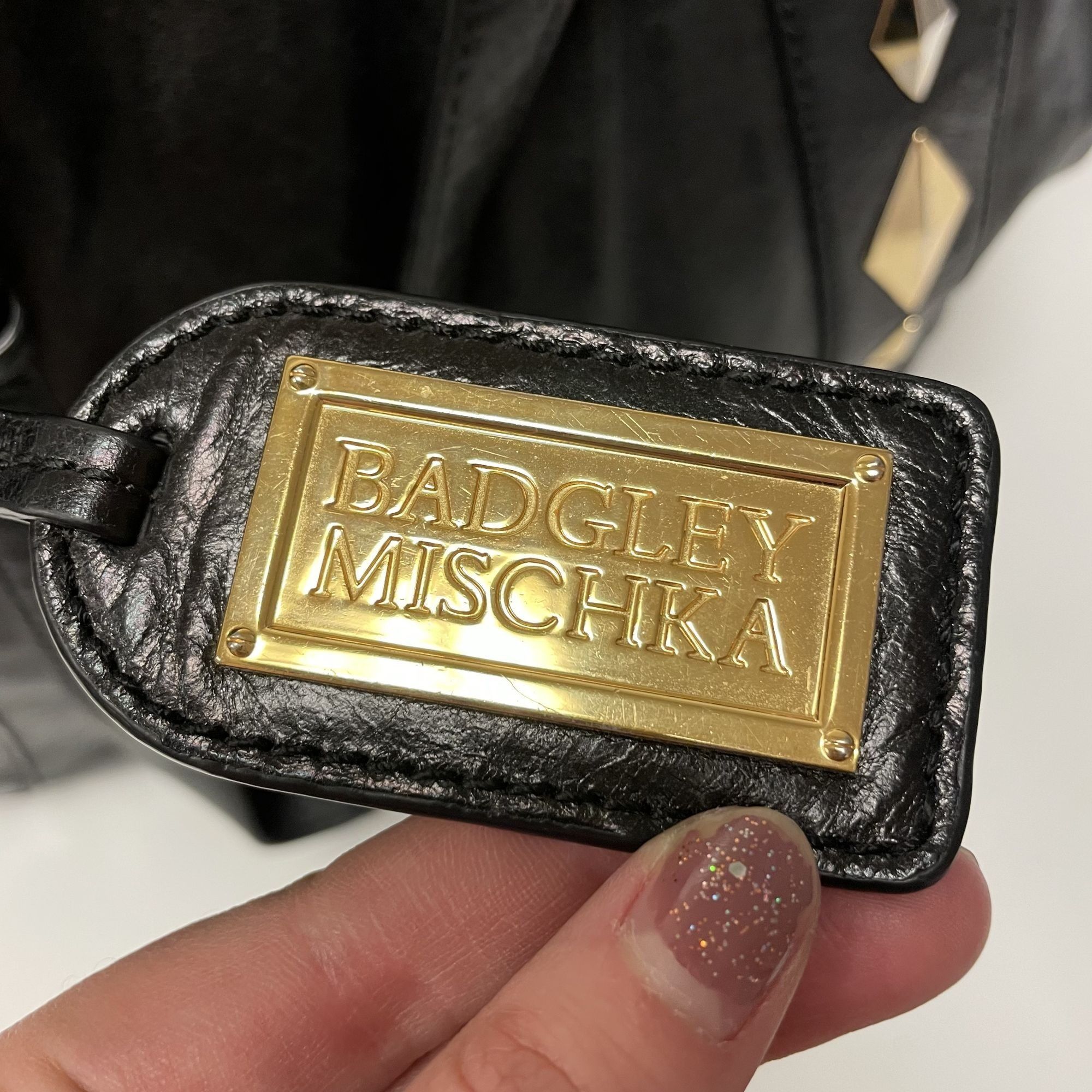 Badgley Mischka Badgley Mischka Leather CHIC SHOPPER Gold Studded Purse Size ONE SIZE - 9 Thumbnail