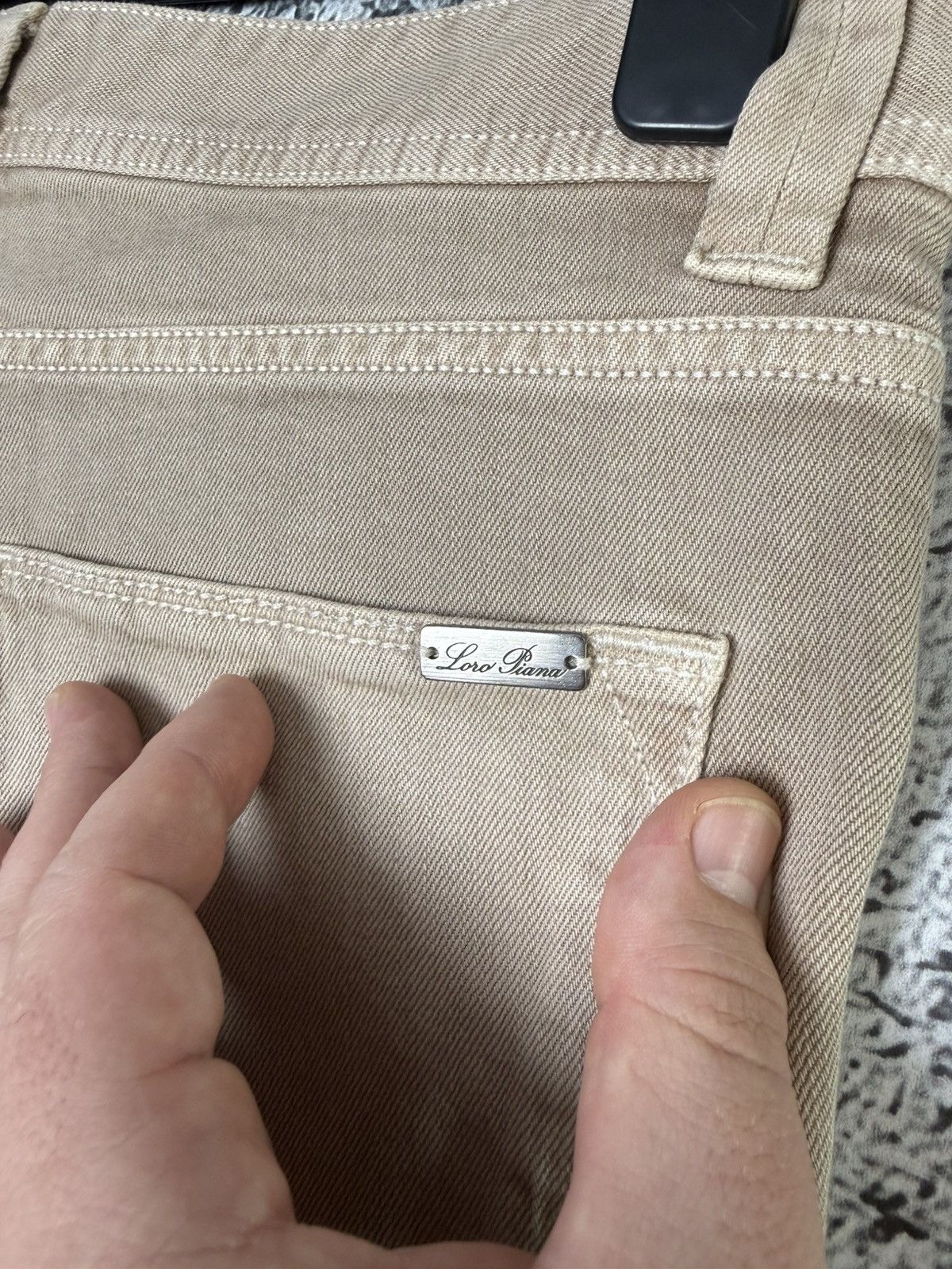 Loro Piana Loro Piana Beige Denim Chino Pants Metal Logo FAE8342 Jeans Size US 31 - 13 Thumbnail