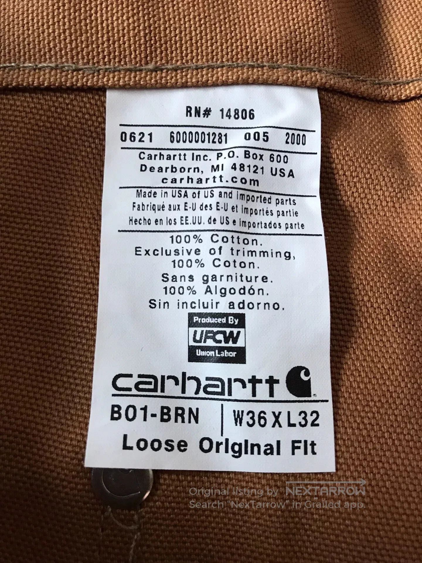Carhartt Carhartt B01 BRN Work Pants W36L32. Size US 36 / EU 52 - 9 Thumbnail