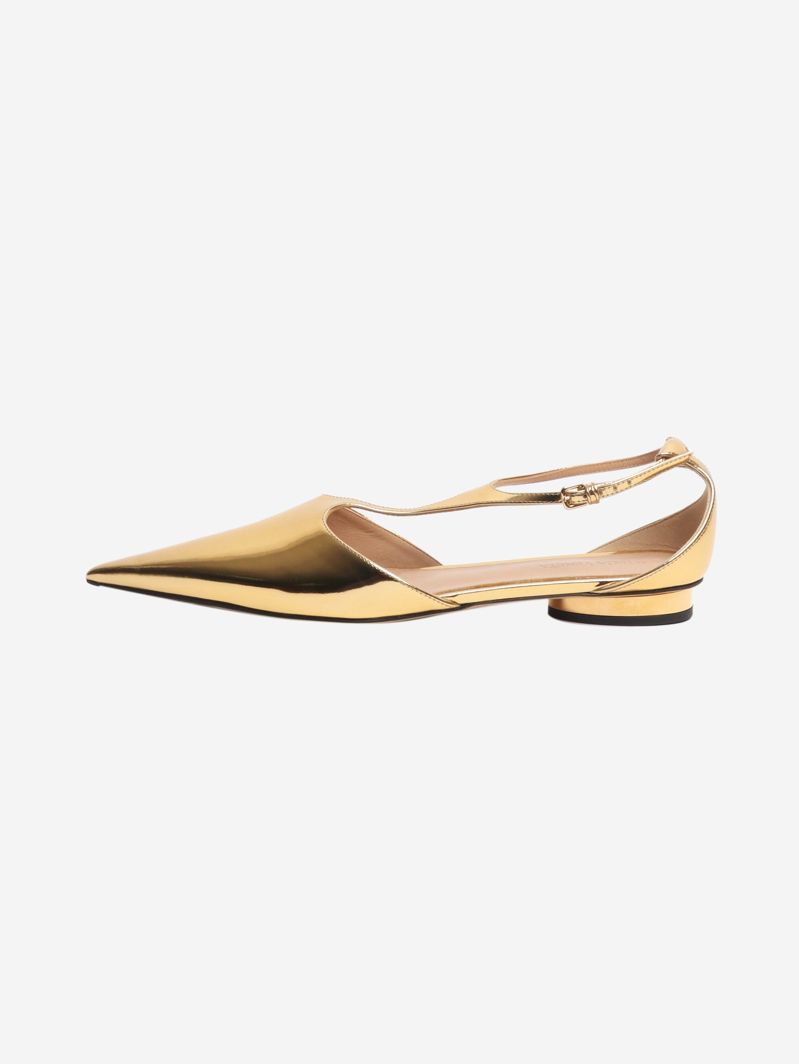 Bottega Veneta Gold Rocket T-Bar ballerina flats - EU 38 Size US 7.5 / IT 37.5 - 1 Thumbnail
