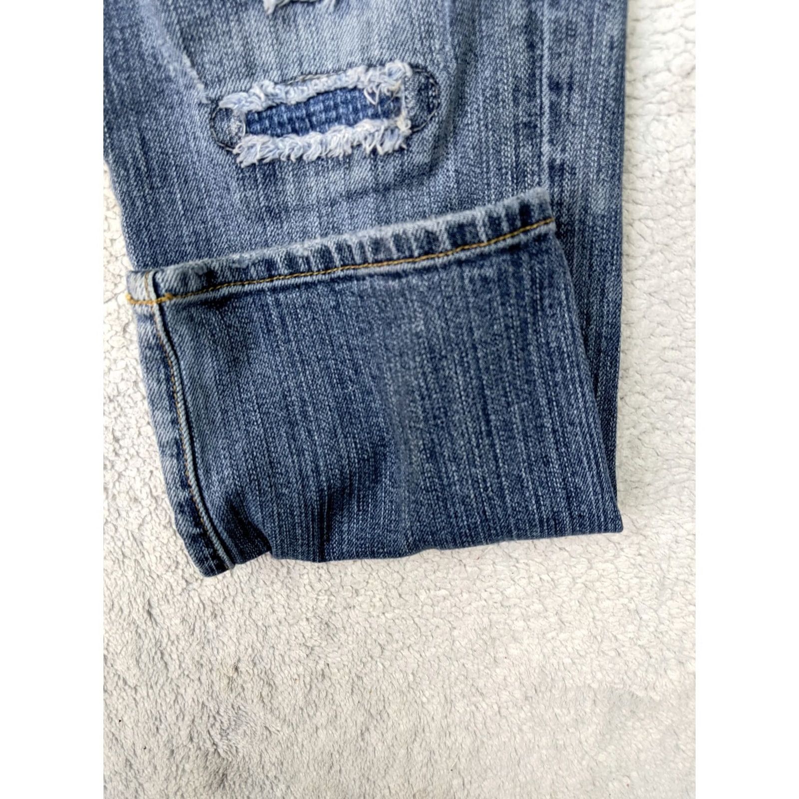 Madison Dear John Madison Girlfriend Jeans Mid Rise Blue Camo Patch Destroy Skinny 28 Womens Mens Girls Kings? Size 24" / US 00 / IT 34 - 2 Thumbnail