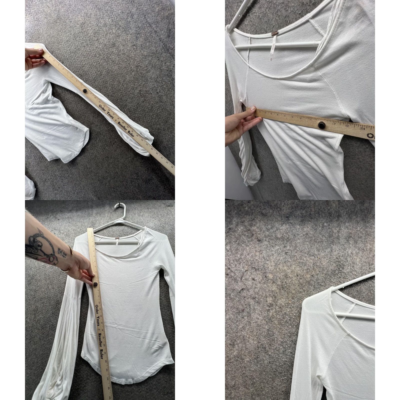 Free People Free People Shirt Womens XS White Jersey Top Scoop Neck Long Balloon Sleeve Size XS / US 0-2 / IT 36-38 - 8 Thumbnail