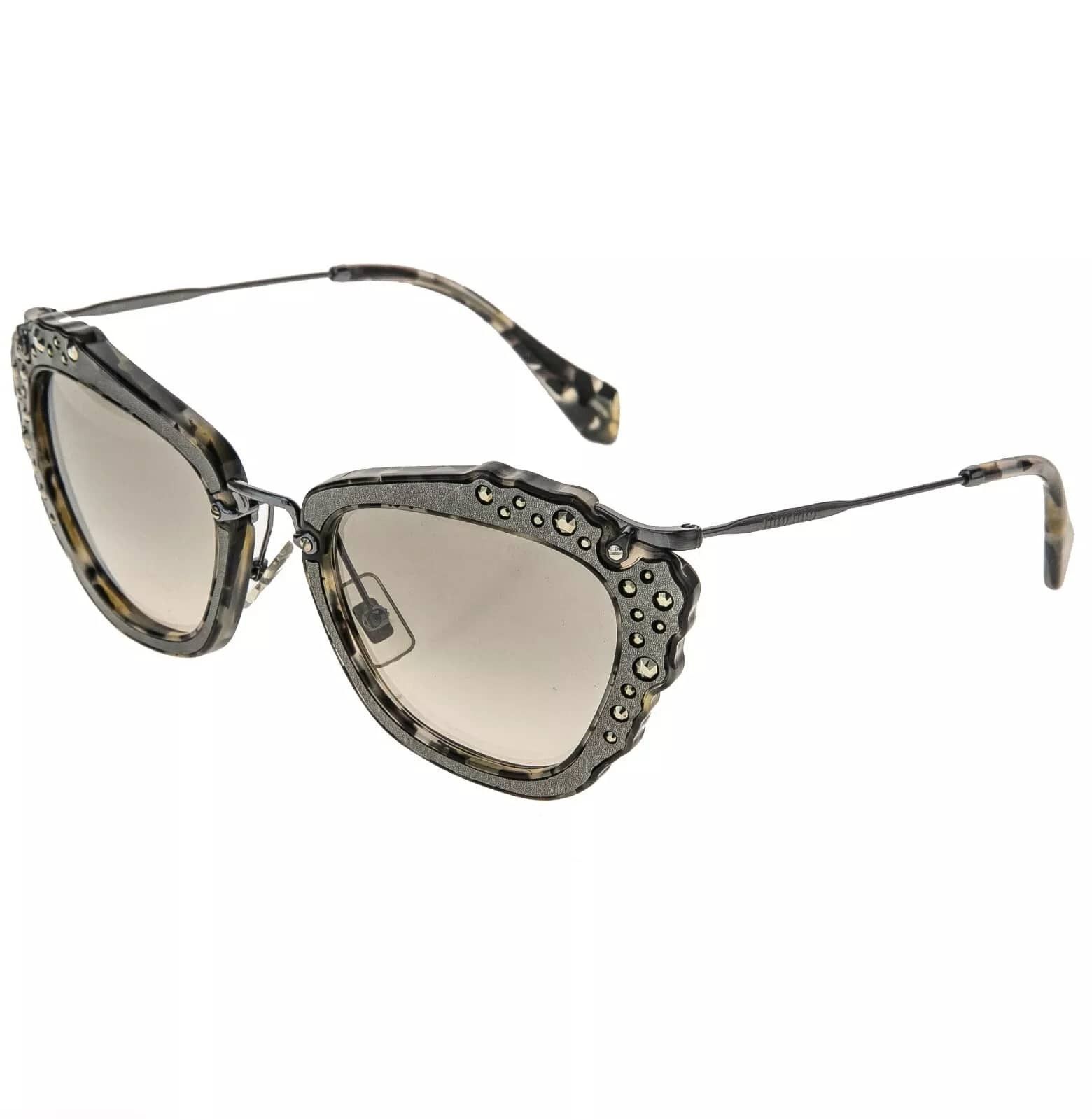 Miu Miu MIU MIU NOIR 04Q Marble Grey Ruthenium Foil Leather MU04QS Size ONE SIZE - 4 Thumbnail