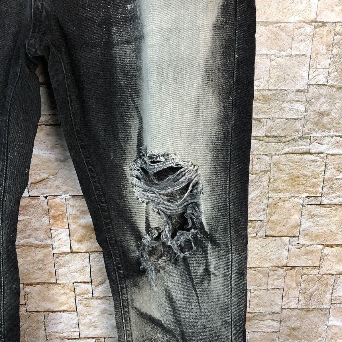 Japanese Brand Bershka Black faded ripped Distressed Denim Pants #A971 Size US 29 - 13 Thumbnail