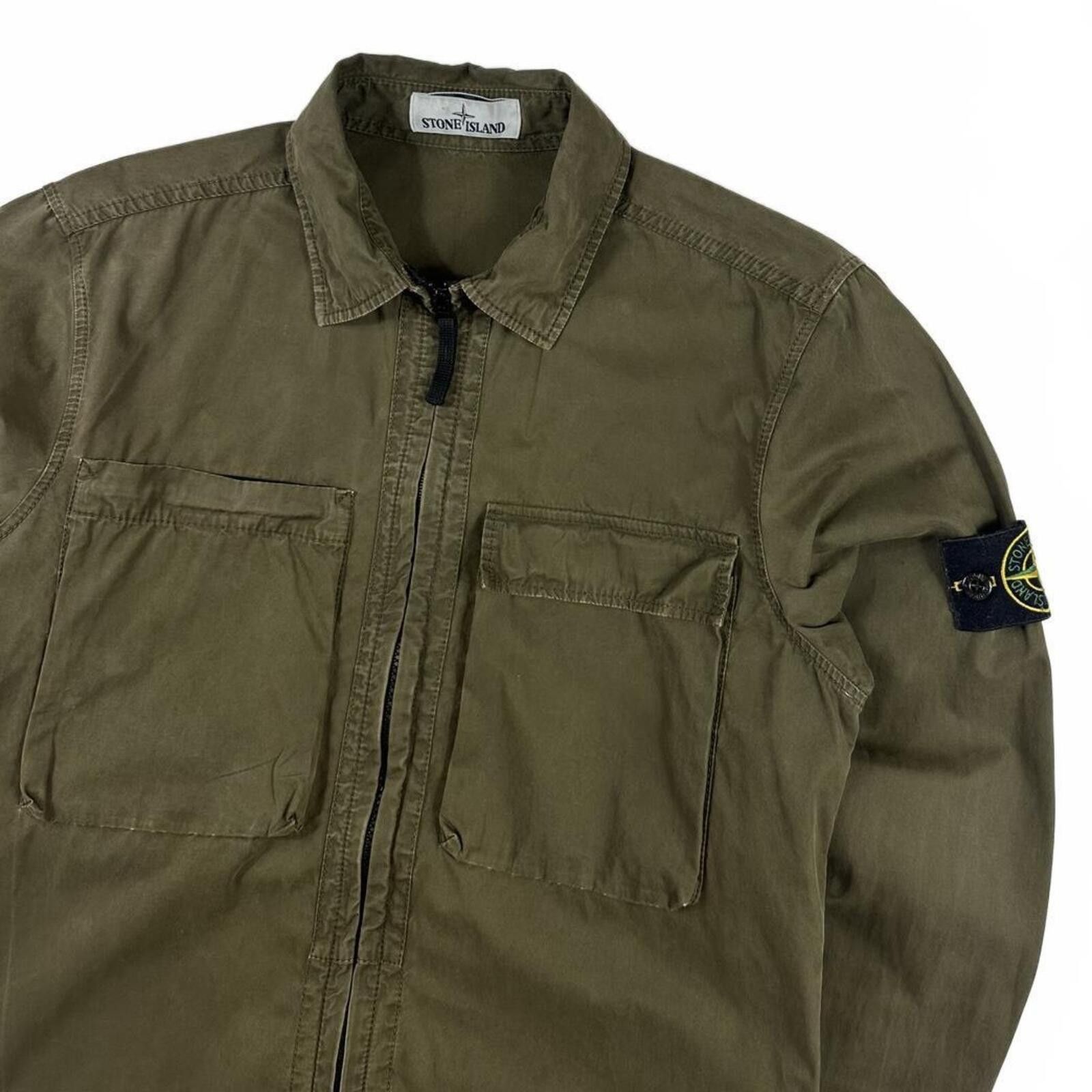 Stone Island Stone Island Zip Up Overshirt Khaki Green Medium Size US M / EU 48-50 / 2 - 2 Thumbnail