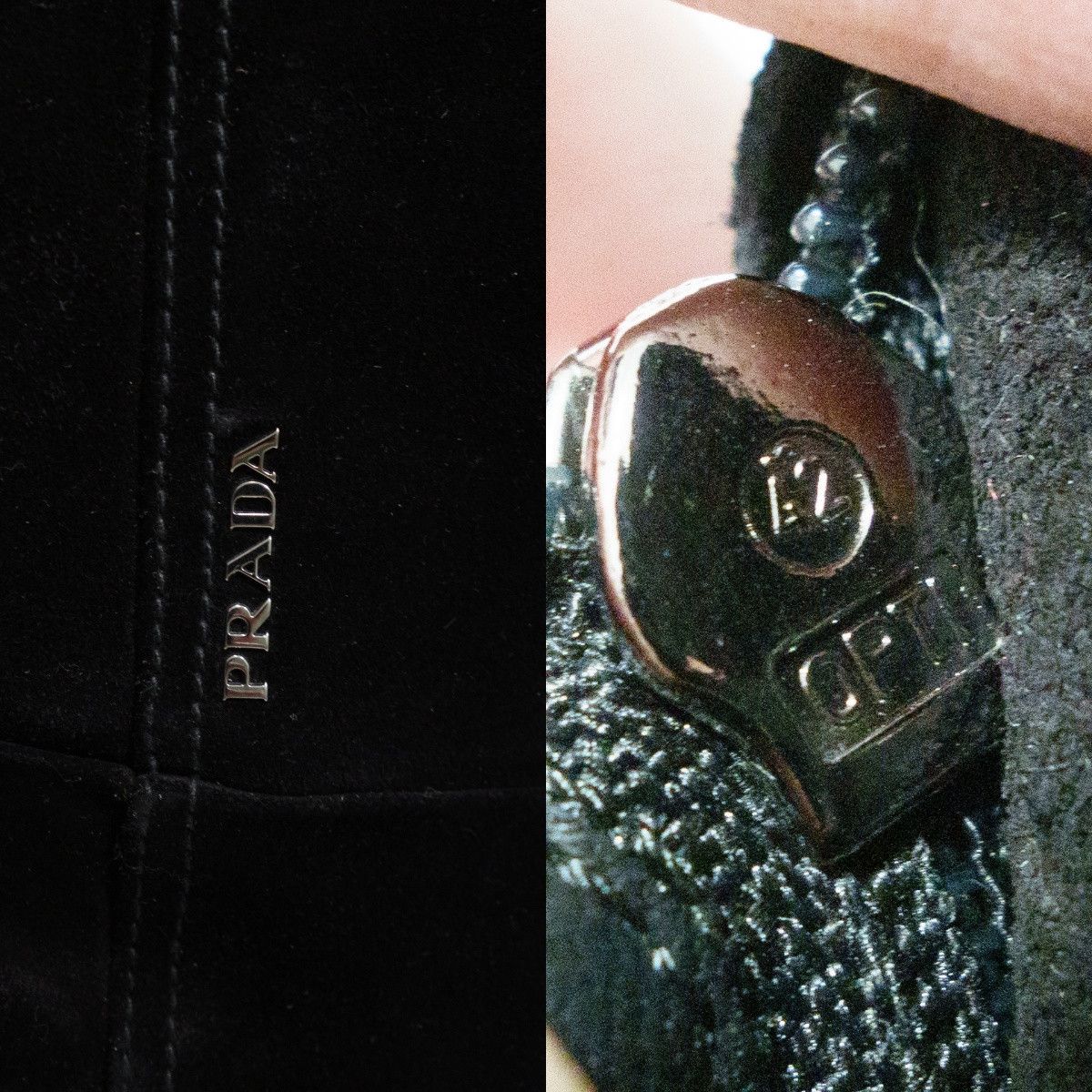 Prada 00s Suede Metal Logo Knee High Side Zip Boots Block Heel Size US 7.5 / IT 37.5 - 11 Thumbnail