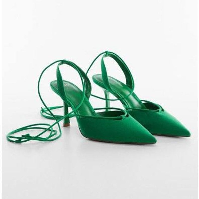 Mango Mango Green Lace Up Slingback Pointed Toe Heels NWT Size US 7.5 / IT 37.5 - 10 Thumbnail