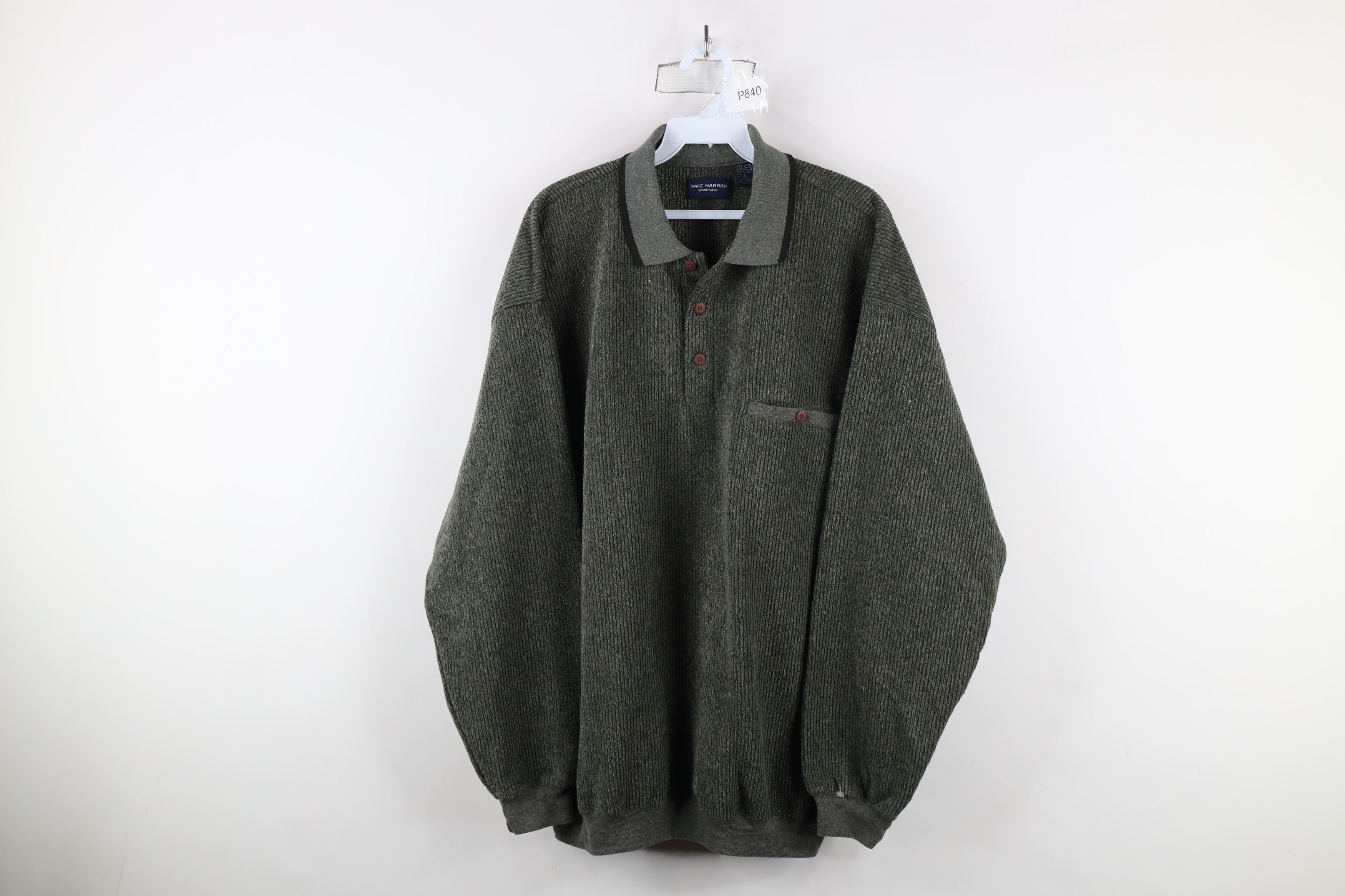 Vintage Vintage 90s Streetwear Fleece Collared Pullover Sweater Size US L / EU 52-54 / 3 - 1 Thumbnail