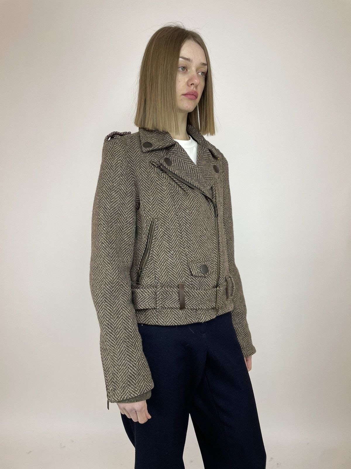 Superdry Superdry Double Black Label JAPANESE Tweed Biker Jacket Size L / US 10 / IT 46 - 4 Thumbnail