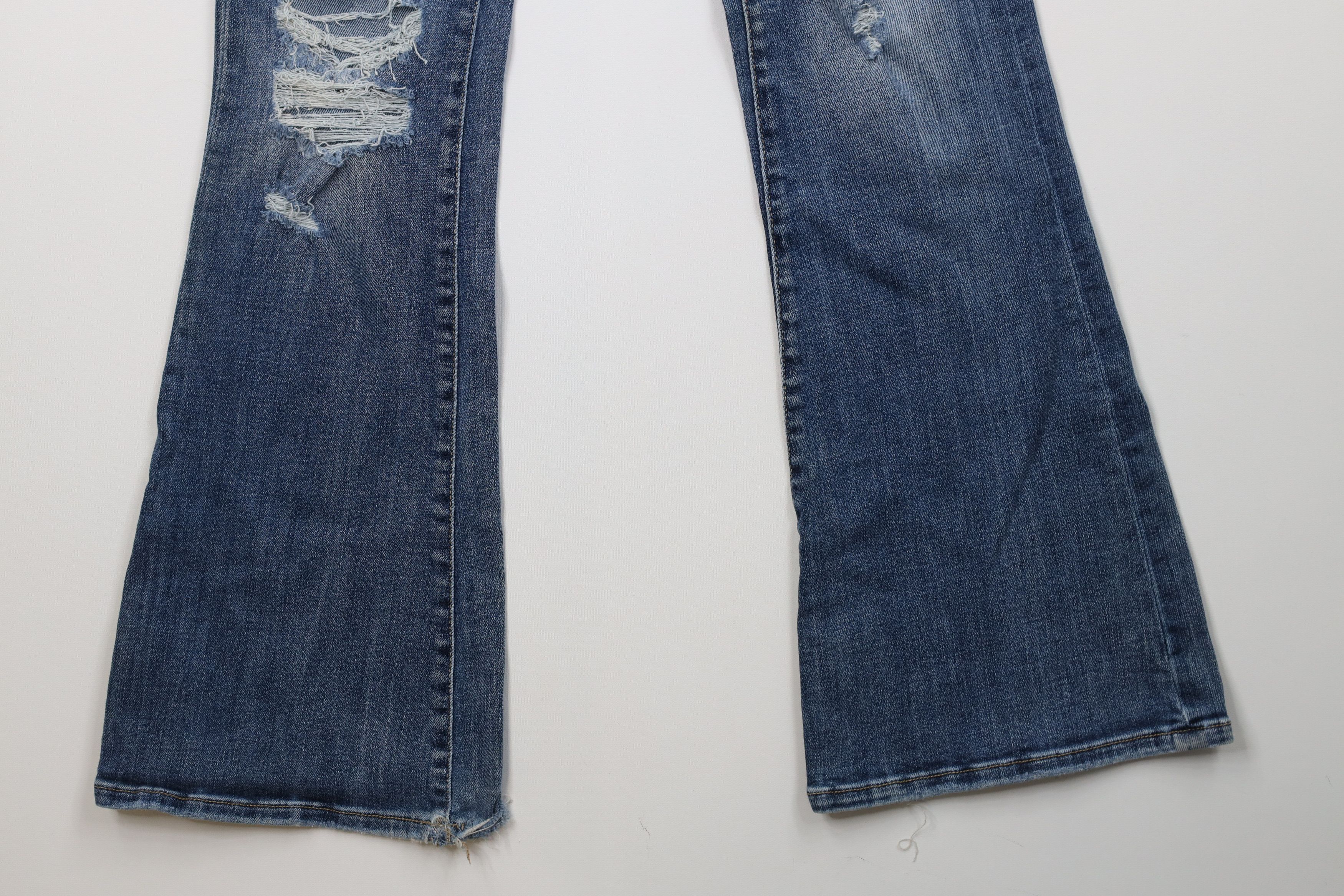 Vintage Vintage Y2K Buckle Black Fit Flared Wide Leg Jeans AS IS Size 26" / US 2 / IT 38 - 4 Thumbnail