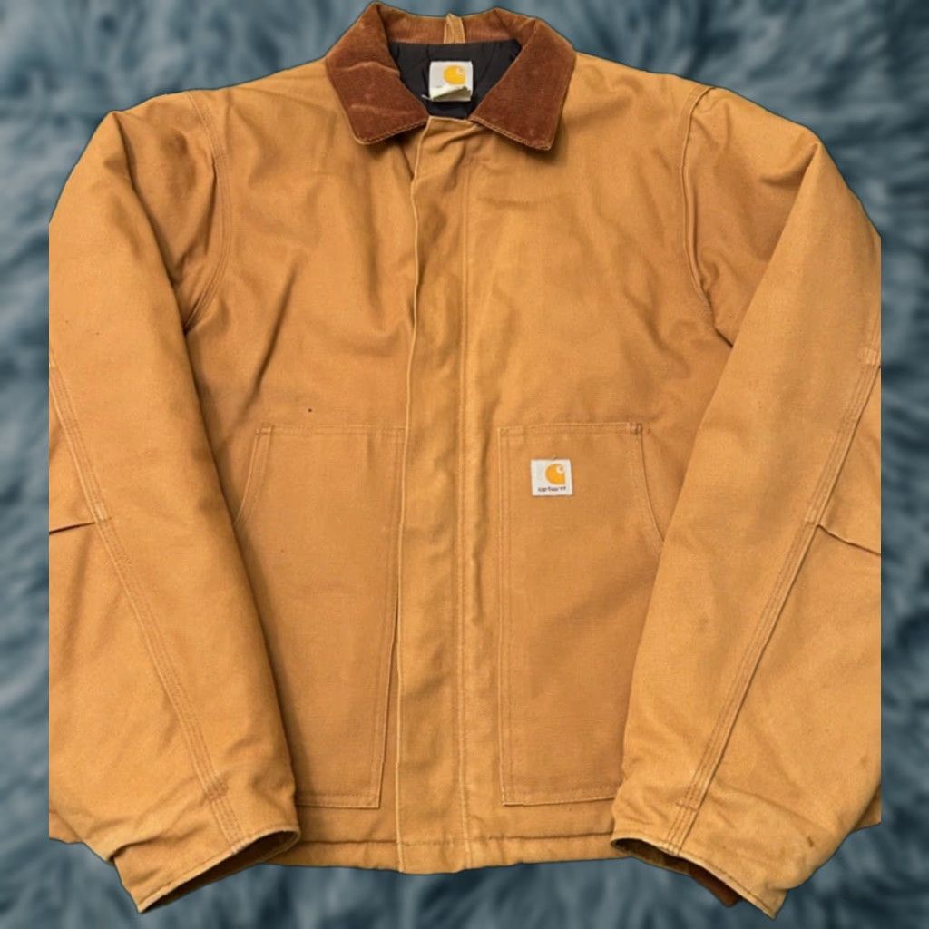Carhartt VINTAGE Carhartt Jacket J002 BRN Traditional Jacket XL Tan Brown Quilt Line Duck Jacket Mens XL Brown 90s Hip Hop Work Wear Vintage Size US XL / EU 56 / 4 - 1 Thumbnail