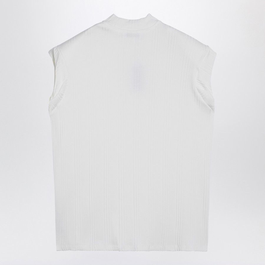 The Attico o1d2blof1024 Sleeveless Cotton Tank Top With Logo In White Size S / US 4 / IT 40 - 2 Thumbnail