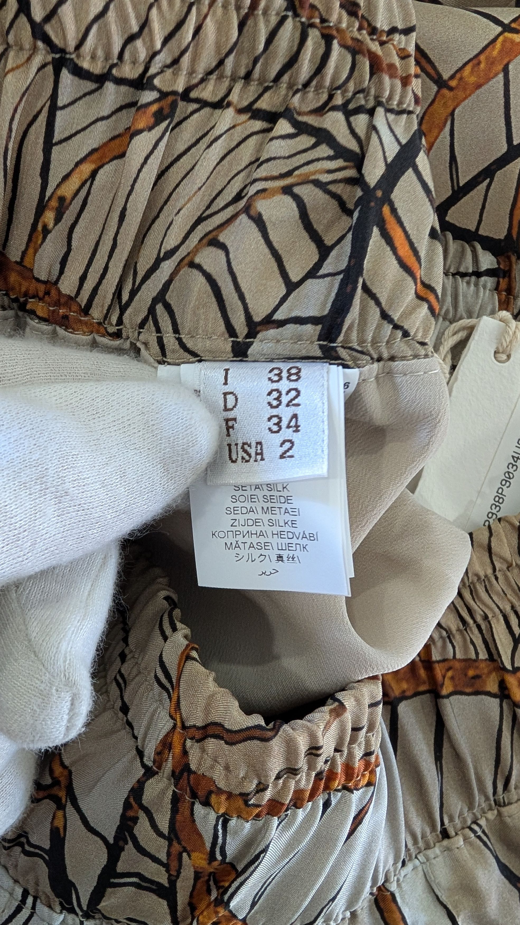 Brunello Cucinelli Brunello Cucinelli Silk Wide Leg Leaf Print Beige Size 2 Size 26" / US 2 / IT 38 - 7 Thumbnail