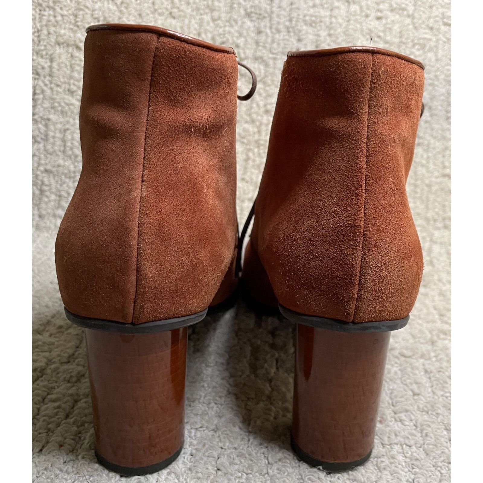 Max Mara Max Mara Rust Suede Boots 40 9.5 10 Round Heels Lace Up Size US 9.5 / IT 39.5 - 10 Thumbnail