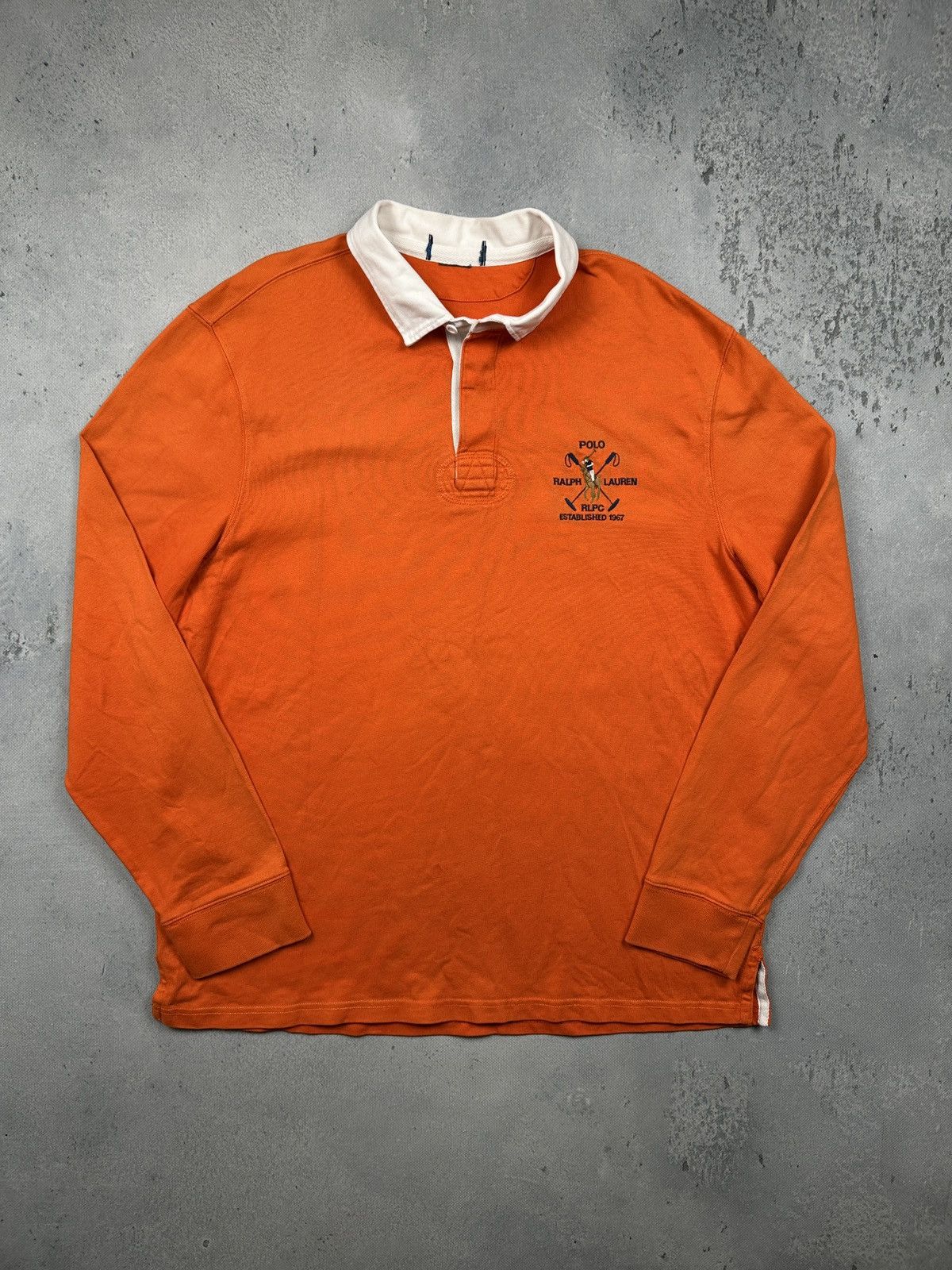 Polo Ralph Lauren Polo Ralph Lauren RLPC Orange Long Sleeve Rugby Shirt 90s Size US XL / EU 56 / 4 - 1 Thumbnail