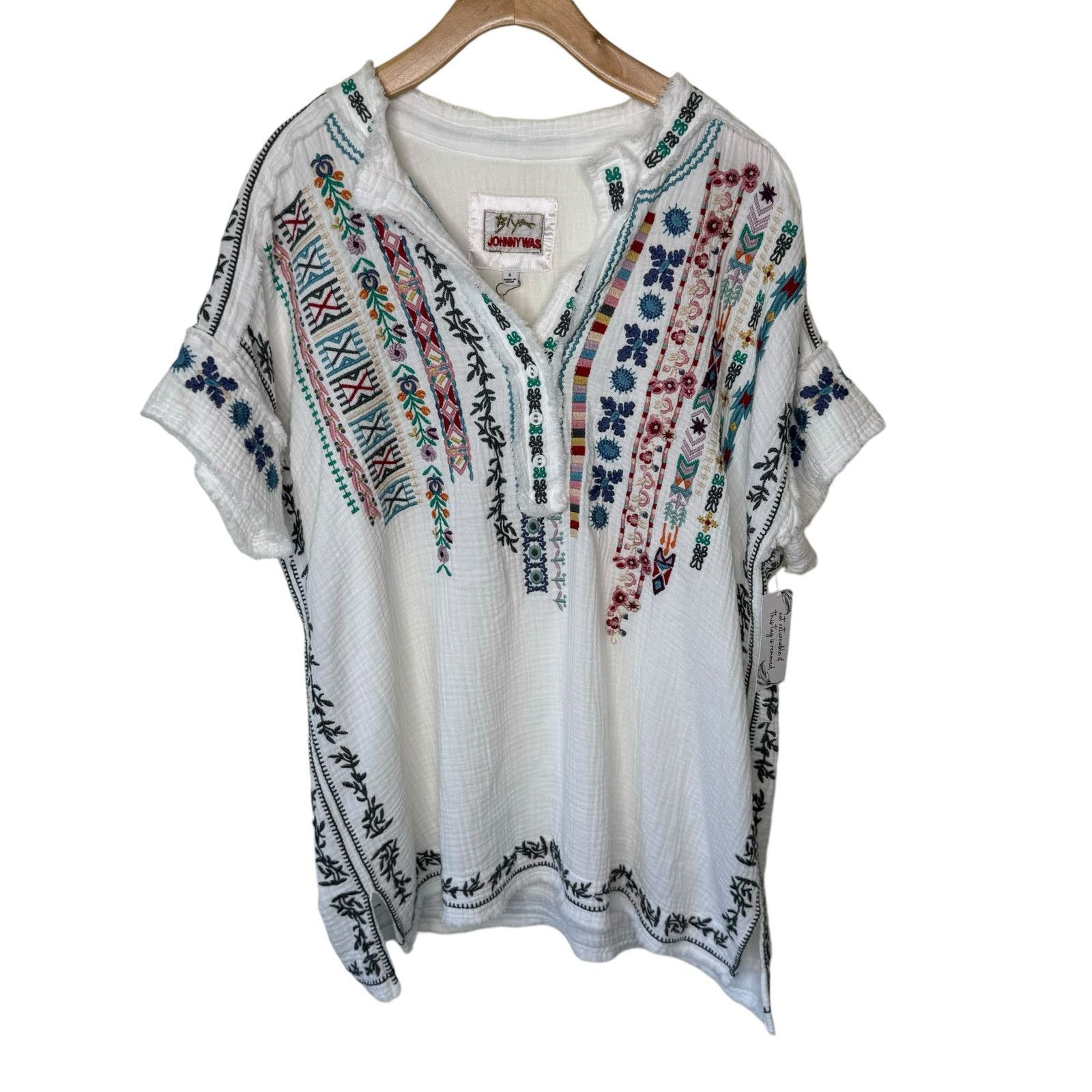 Johnny Was Johnny Was Radlie Blouse Embroidered Natural SMALL NWT Size S / US 4 / IT 40 - 3 Thumbnail