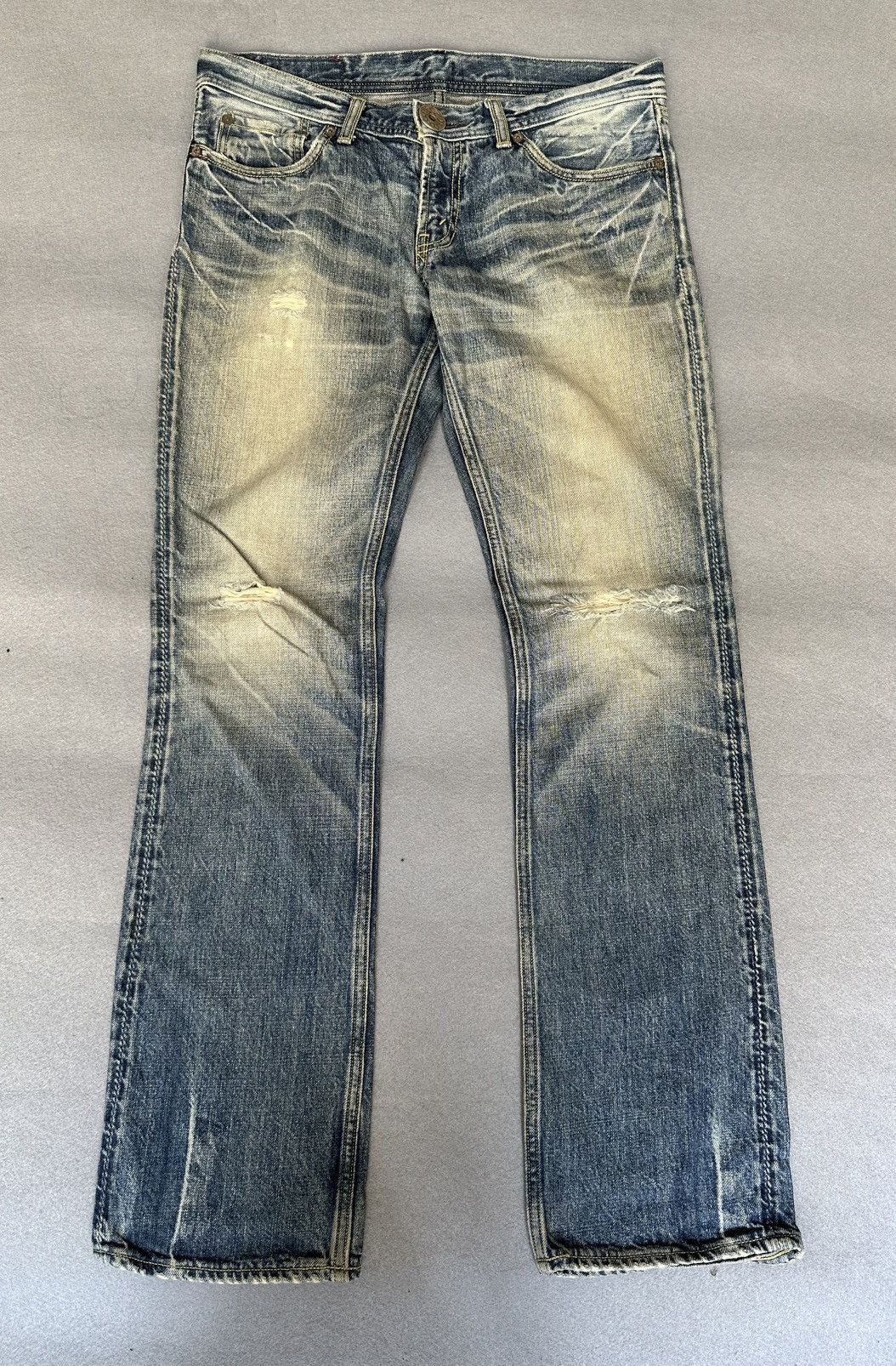 Japanese Brand Rodeo Crowns Japan Blue Faded Distressed Denim Size US 31 - 1 Thumbnail