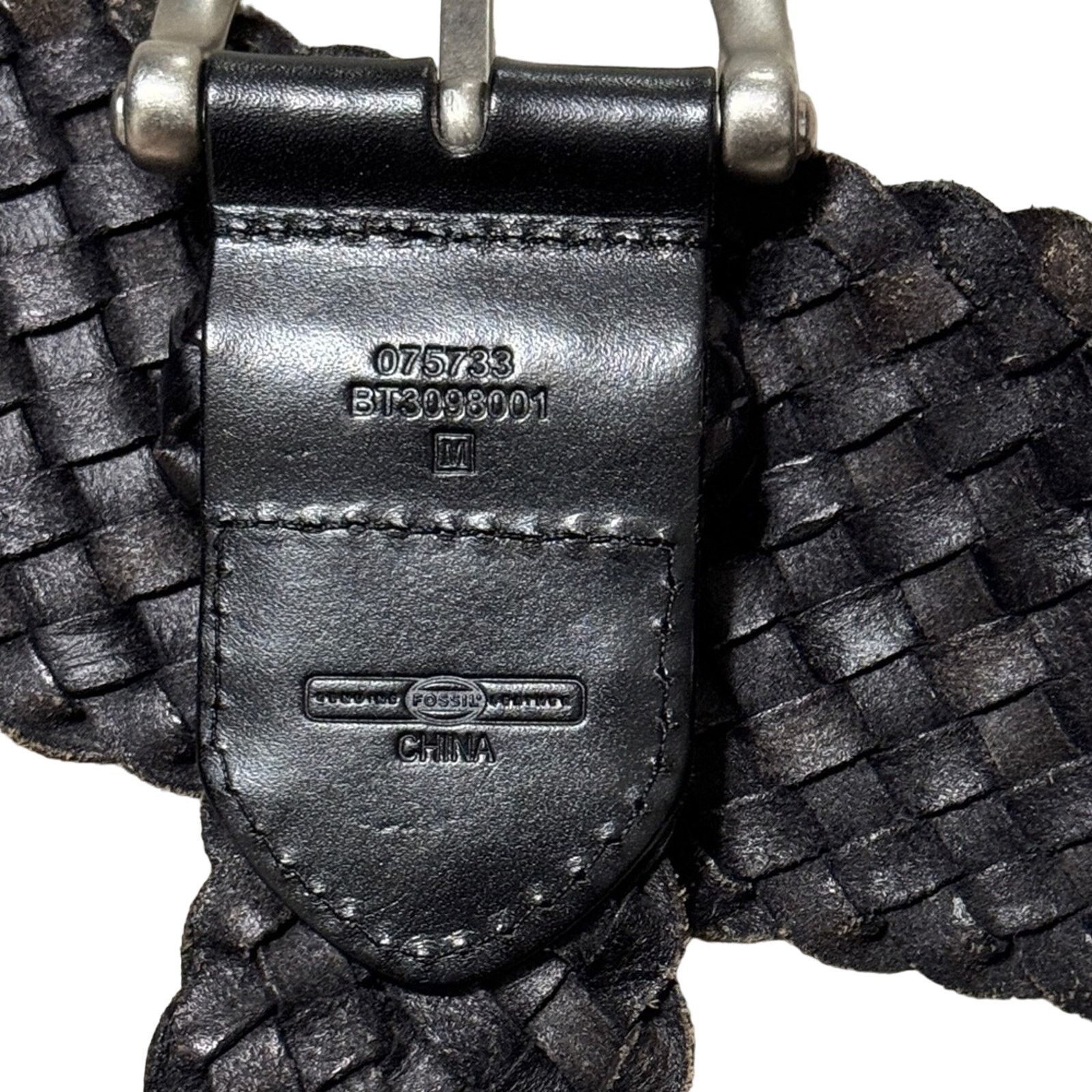 Fossil Fossil Woven Braided Leather Belt Black Size M Size ONE SIZE - 2 Thumbnail